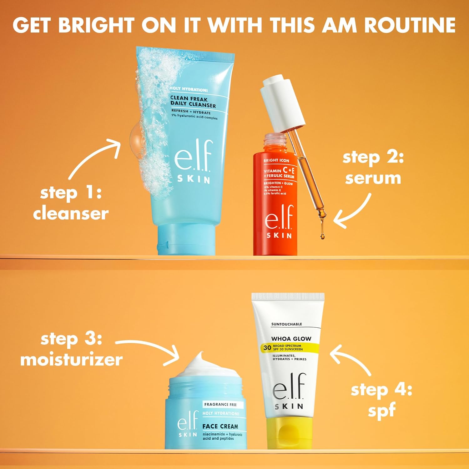 e.l.f. SKIN Bright Icon Vitamin C + E + Ferulic Serum, Brightening & Soothing Face Serum, Helps Even Skin Tone, Vegan & Cruelty-Free, 30ml