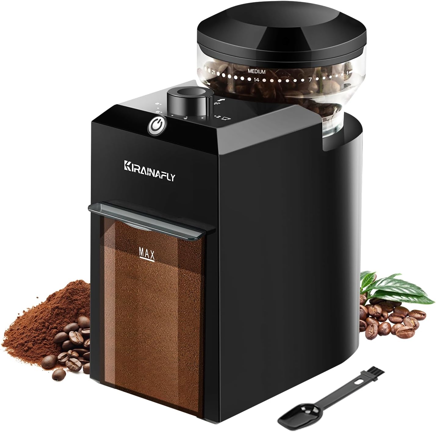 Electric Coffee Grinder,Adjustable Coffee Grinder with 28 Precise Grinding Positions for French Press, Drip Coffee and Espresso,12 Cups,Black