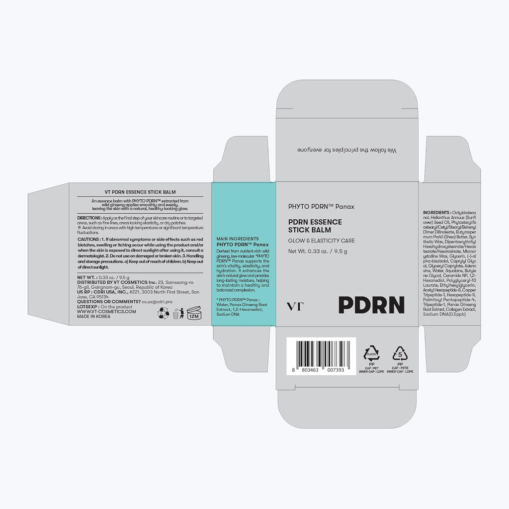 VT COSMETICS PDRN Essence Stick Balm | PDRN Collagen Multi Wrinkle Stick, All-in-One Eye & Neck Treatment, Glow Make Up Base & Face Treatment Balm