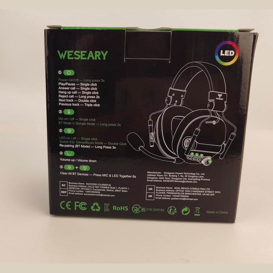 WESEARY WG2 Wireless Gaming Headsets with Microphone for PS5, PS4, PC, Switch, Mac, Crystal Stereo Bluetooth Headphones, PS5 Headset Wireless 2.4GHz with Lossless Audio, 50 Hr Battery, Cool RGB