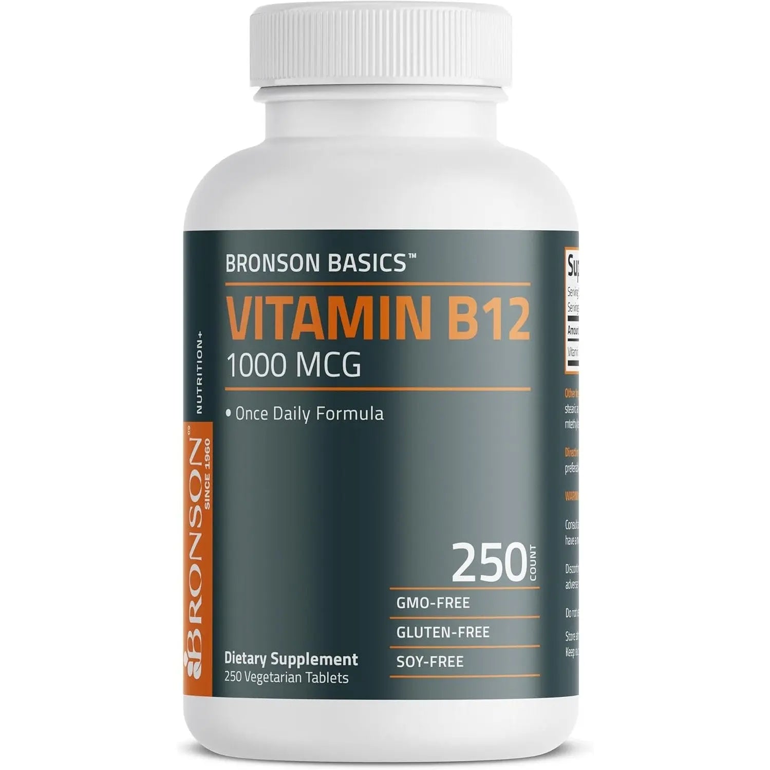 Bronson Vitamin B12 1000mcg Once Daily Formula Non-GMO, 250 Vegetarian Tablets