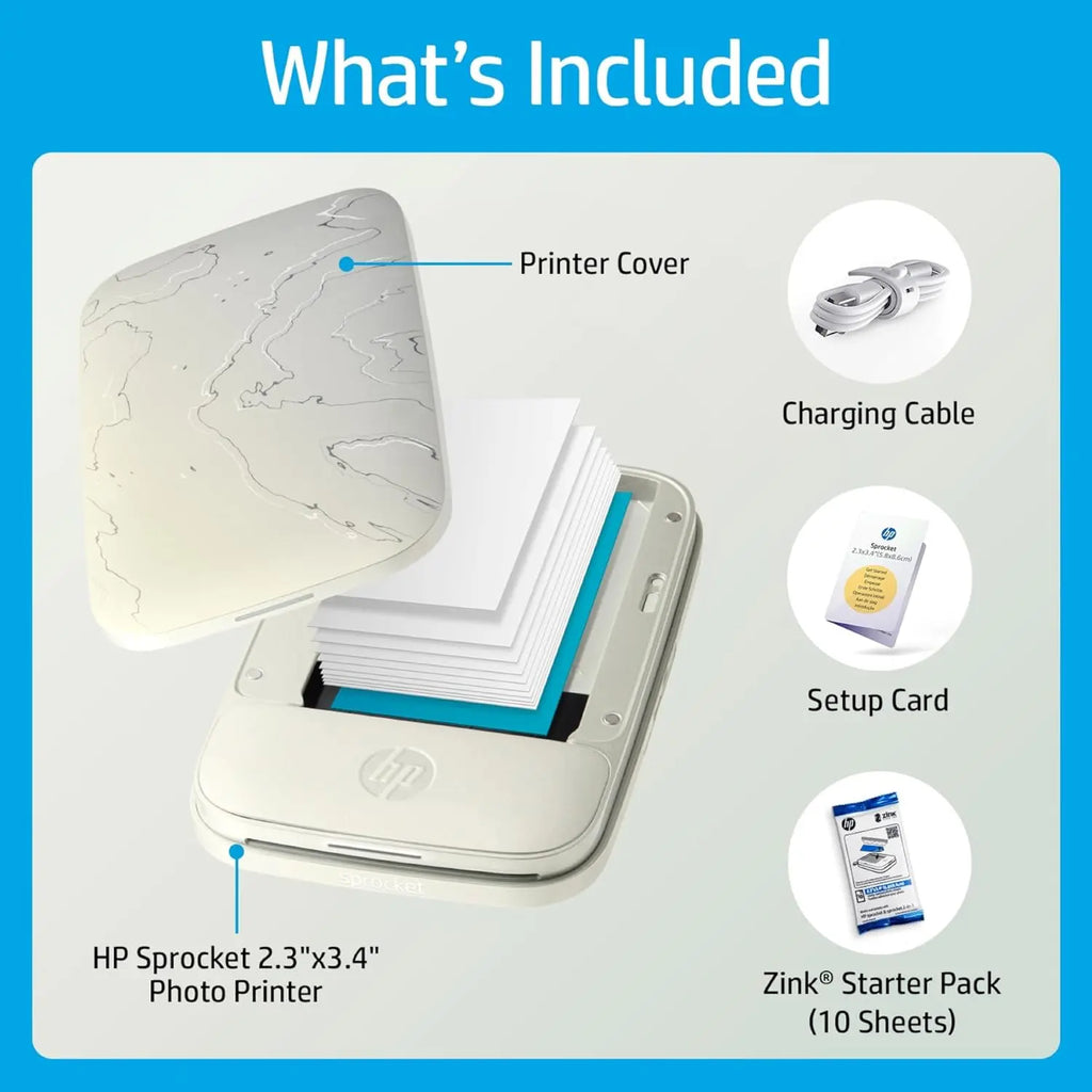 HP Sprocket Select Portable Instant Photo Printer for Android and iOS devices (Eclipse) Prints on 2.3x3.4” Sticky-Backed Zink Photo