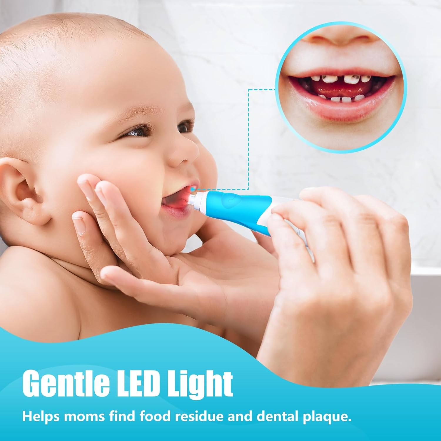Electric Toothbrush Children's Baby Toothbrush Children's Toothbrush Electric from 1 2 3 Years with LED Light Integrated Timer 90% Rounded Bristles Baby Toothbrush for Toddlers (Blue Astronauts)