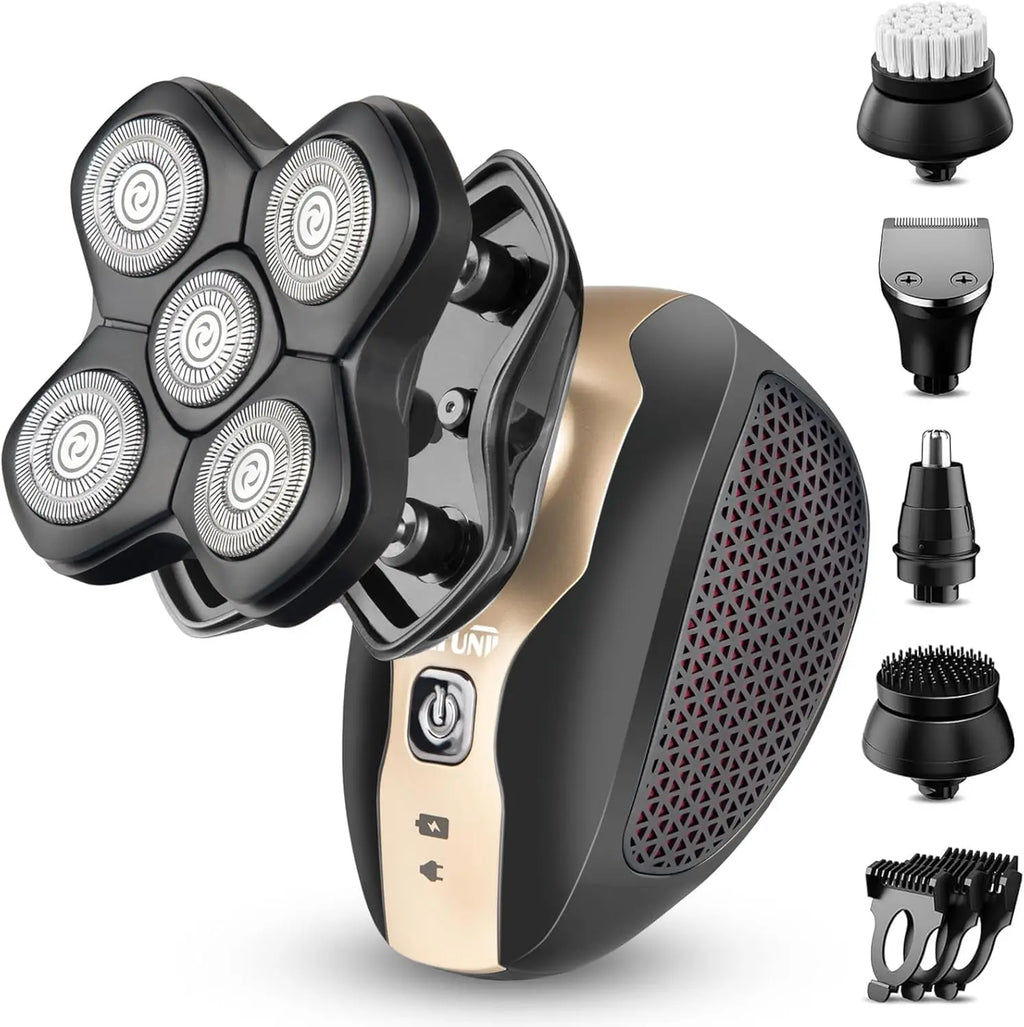 Upgrade Magnetic Head Shavers for Bald Men, Cordless & Comfort 5-in-1 Electric Razor - IPX7 Waterproof Wet/Dry Mens Grooming Kit - Easy Use Palm Shaver for a Smooth Bald Shave