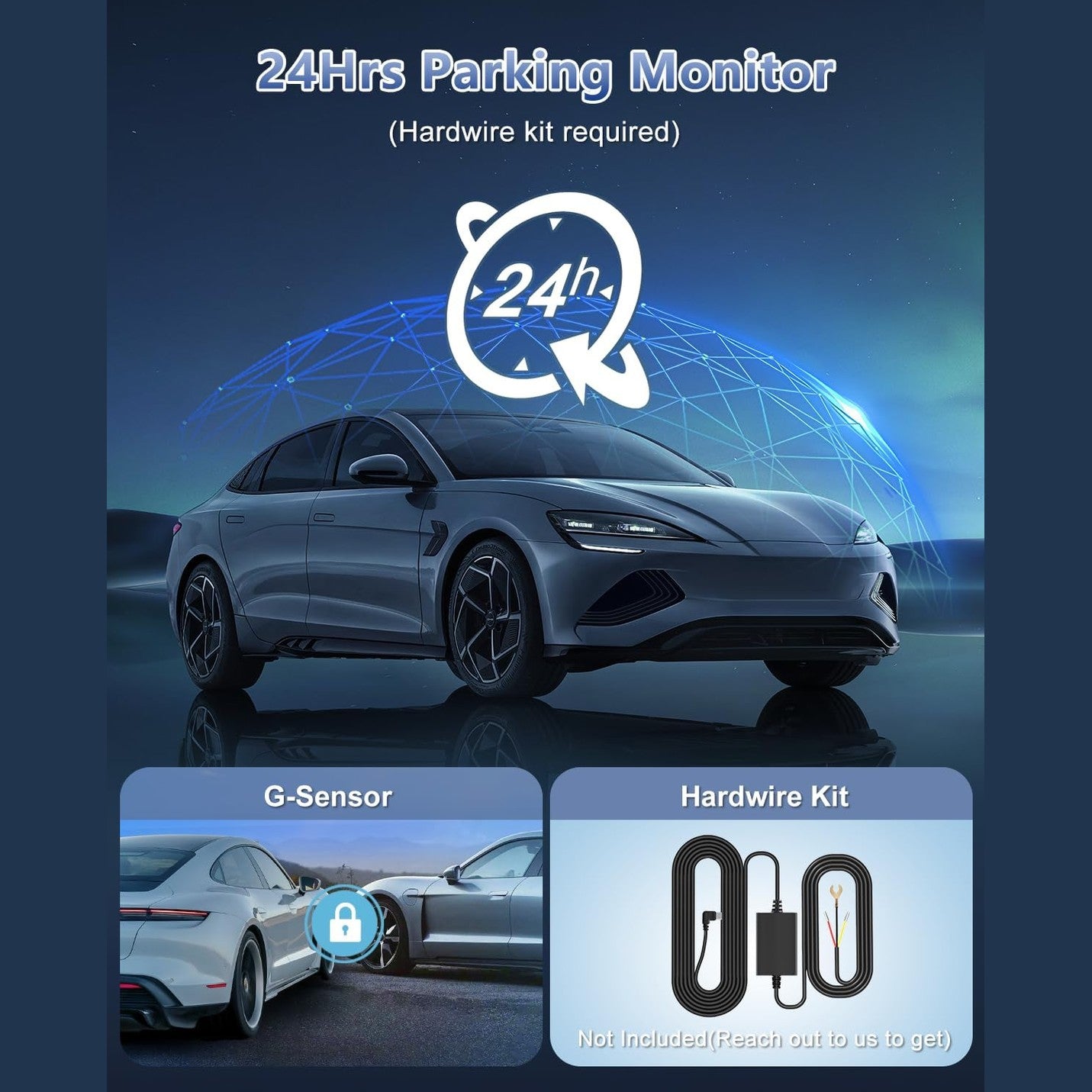 DYNACAM Dash Cam Front and Rear 4K+1080P, Dash Cam Inserted 64GB SD Card, Built-in WiFi Dash Camera for Cars, Super Night Vision Dashcam, 24H Parking Mode, G-Sensor, Loop Recording Car Camera