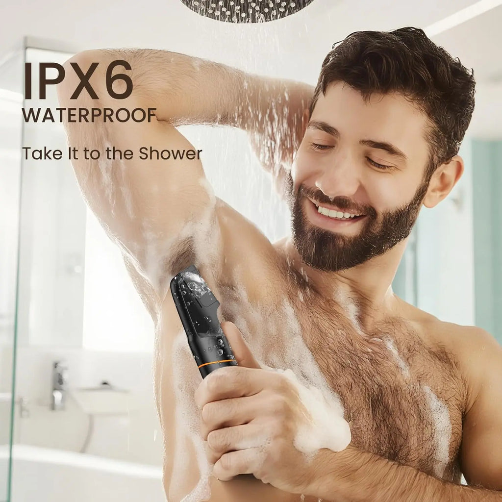 IPX6 waterproof men's electric body trimmer for shower use