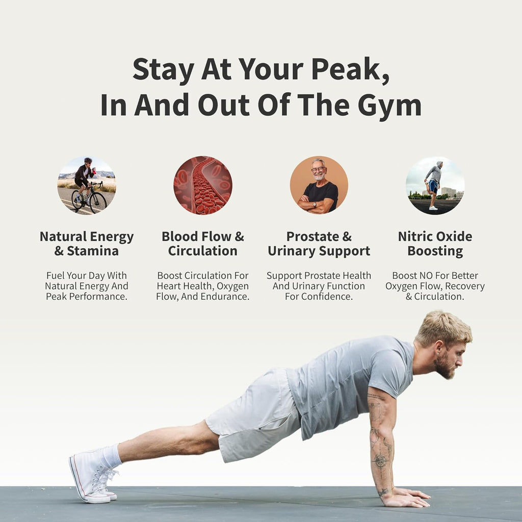 Active man plank position promoting Snap supplements for gym stamina and prostate support