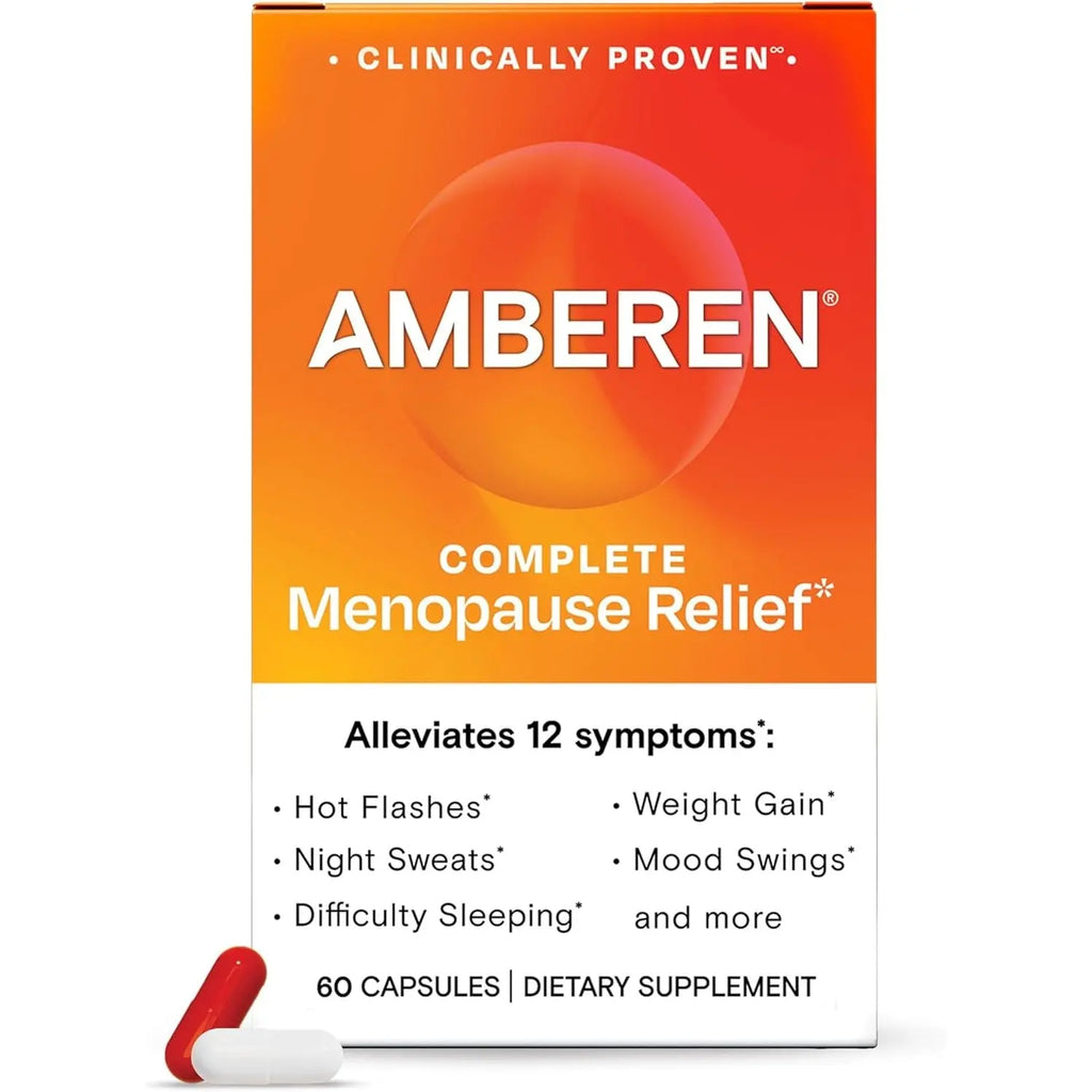 Amberen Menopause Supplement for Women, 60 Capsules, Clinically Proven, Helps Support Hormone Balance, Helps Relieve 12 Menopause Symptoms: Hot Flashes, Night Sweats, Mood Swings and More