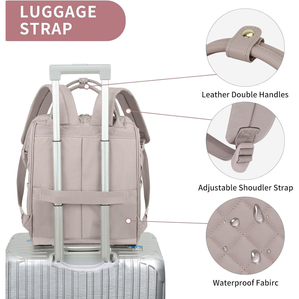 EMPSIGN Laptop Backpack Women 17 Inch, Large Laptop Rucksack Wide Open, College School Backpack with USB Charging Port, Water Repellent Travel Business Work Bag Computer Bookbag for Men, Dusty Pink