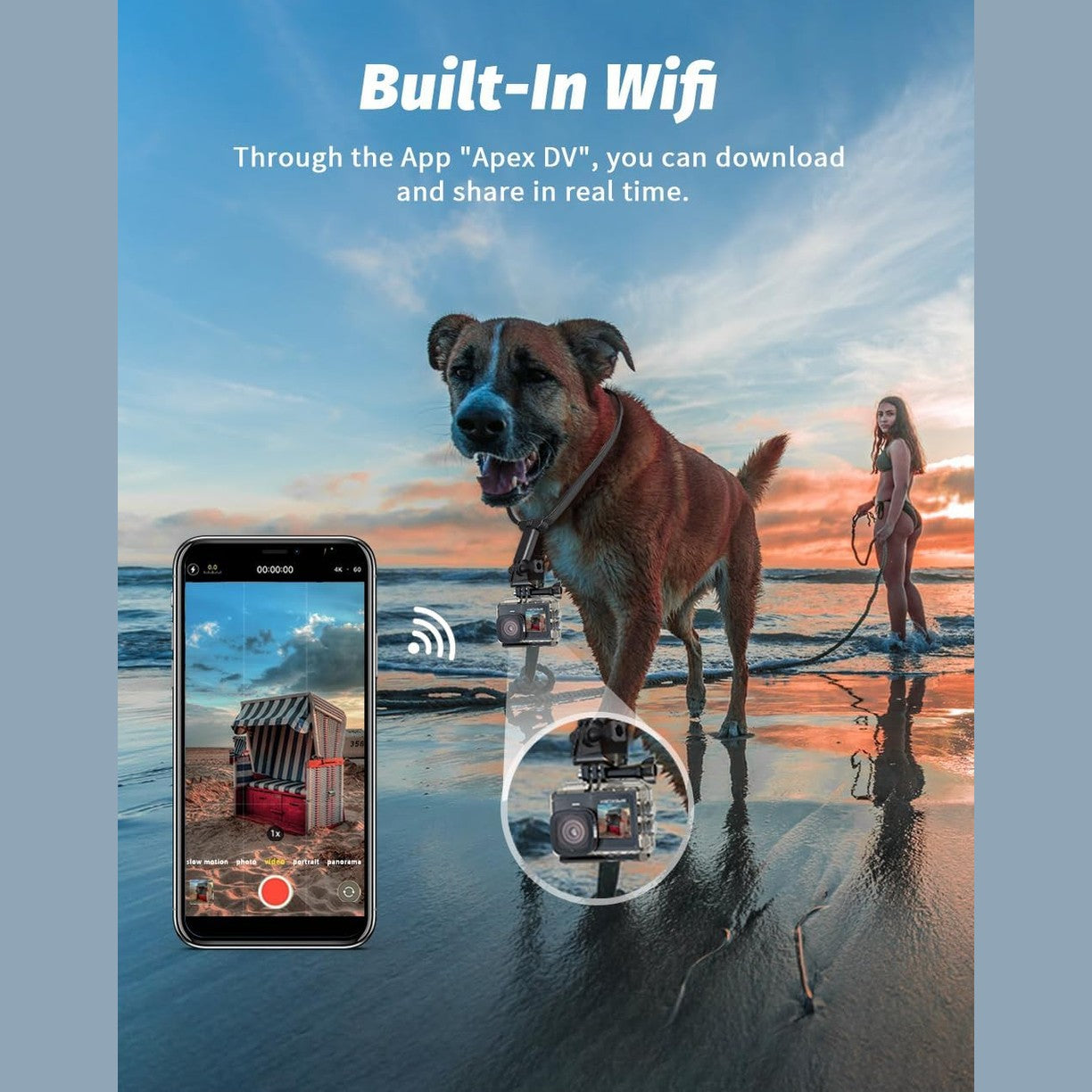 Apexcam X80Pro Double Screen Action Cam 4K60FPS 48MP Ultra HD WiFi Sports Camera Underwater Camera 40 m Waterproof 170° Wide Angle 2.4G Remote Control 2 x 1350 mAh Batteries