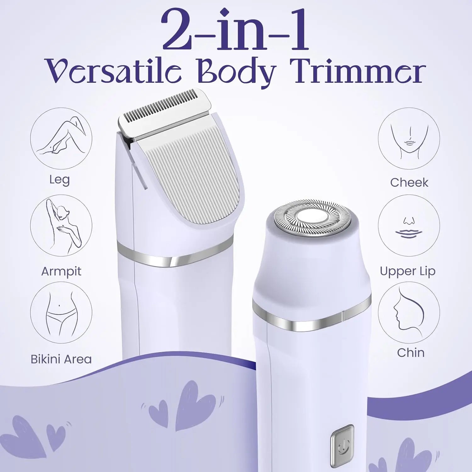 Electric Razors for Women - Wet/Dry Womens Electric Shaver for Legs, Replaceable Body Hair Blade Heads&Hair Remover for Face Head, No Nick, No Cut, No Razor Burn, Purple