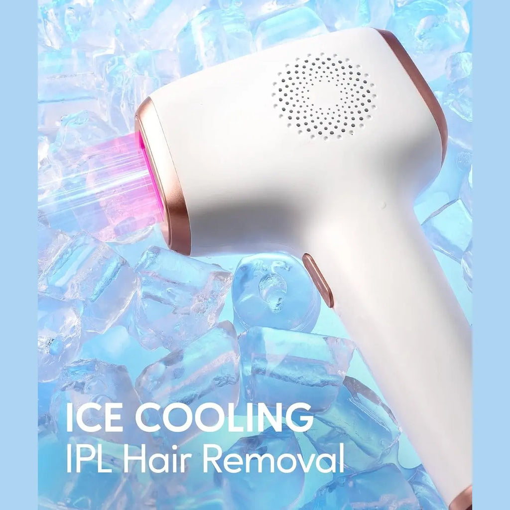 IPL Hair Remval Device with Ice Cooling Function,999999 Flashes 9 Level Painless Long Lasting Hair Remover System for Facial,Bikini,Body