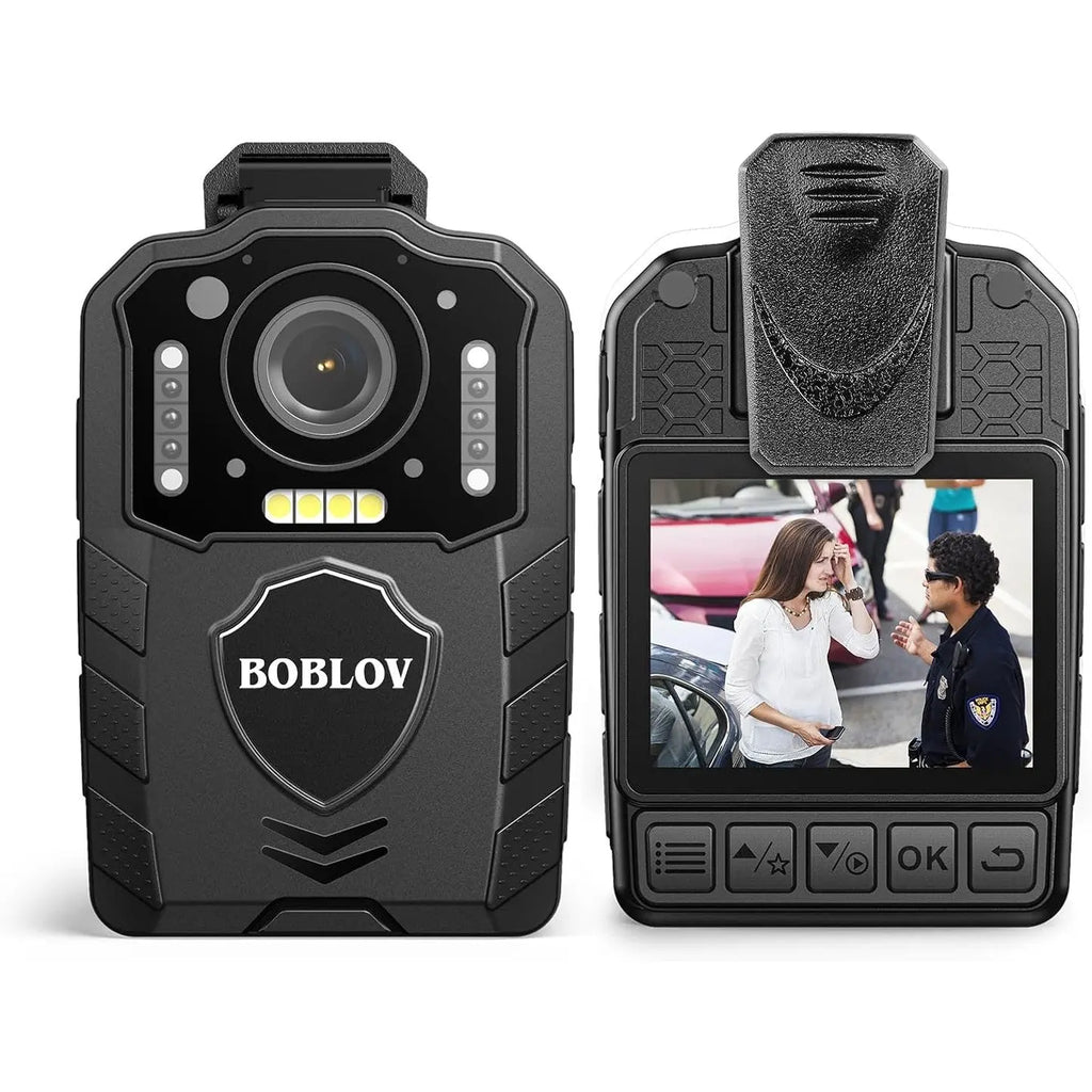 BOBLOV KJ25 1080P 128GB Body Camera, Built-in 3000mAh Large Battery for 13 Hours Video Shooting with Audio, Night Vision Body Worn Camera with Pre/Post-Recording, for Law Enforcement