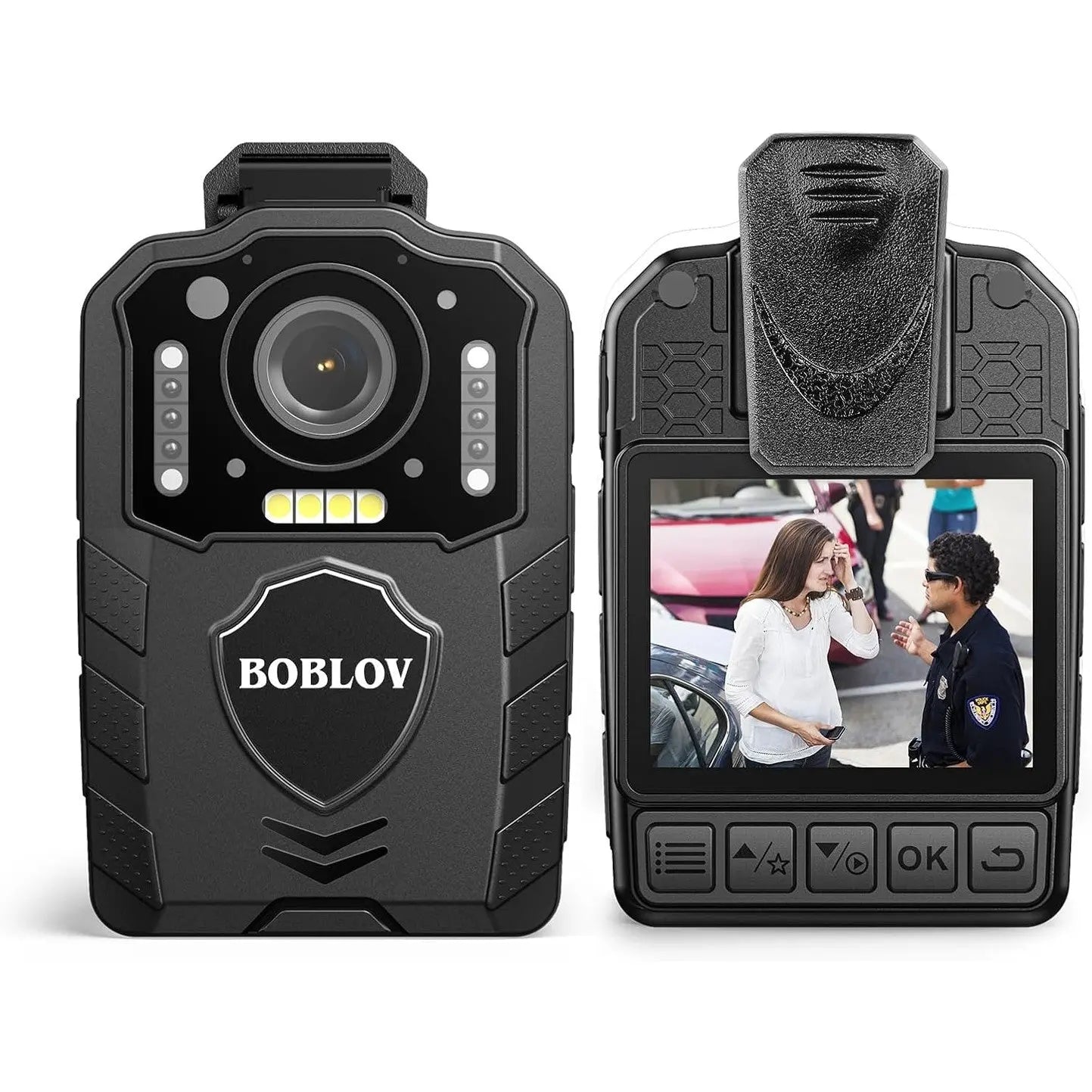 BOBLOV KJ25 1080P 128GB Body Camera, Built-in 3000mAh Large Battery for 13 Hours Video Shooting with Audio, Night Vision Body Worn Camera with Pre/Post-Recording, for Law Enforcement
