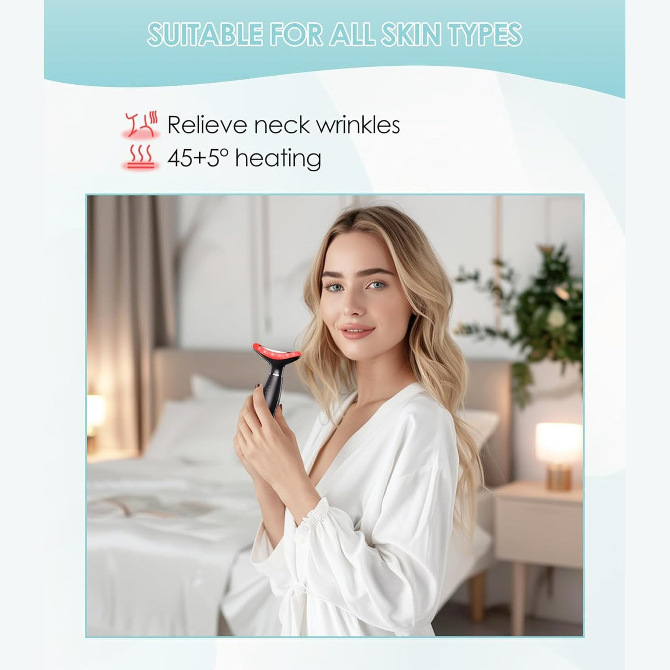 ELISHINE 7 Color Neck Face Massager - Facial Massager Tool for Skin Care at Home, Vibrating Face Massager with Thermals, Black