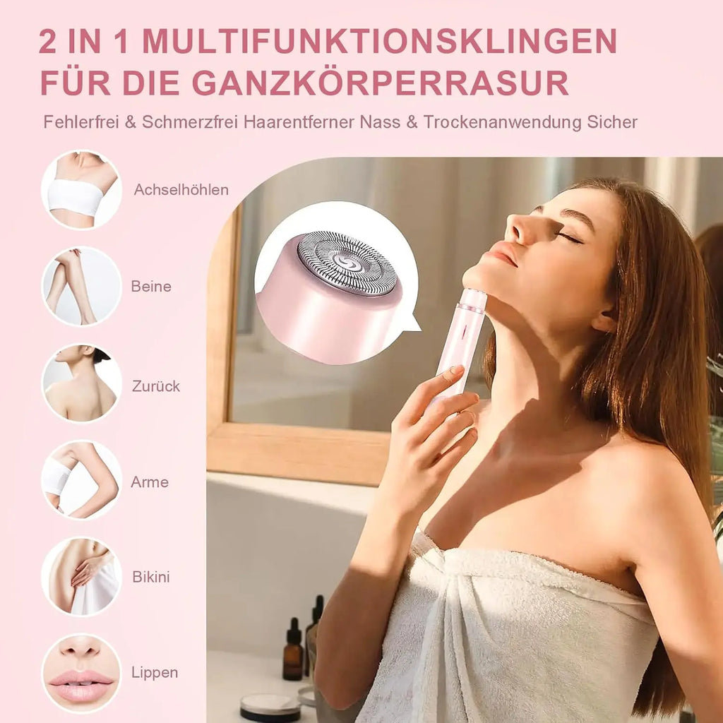 Intimate Shaver for Women, 2-in-1 Dual Head Shaver with USB-C Charging, Women's Shaver Electric for Face, Legs and Arms, Women's Razor with Waterproof Trimmer Head, Easy to Clean
