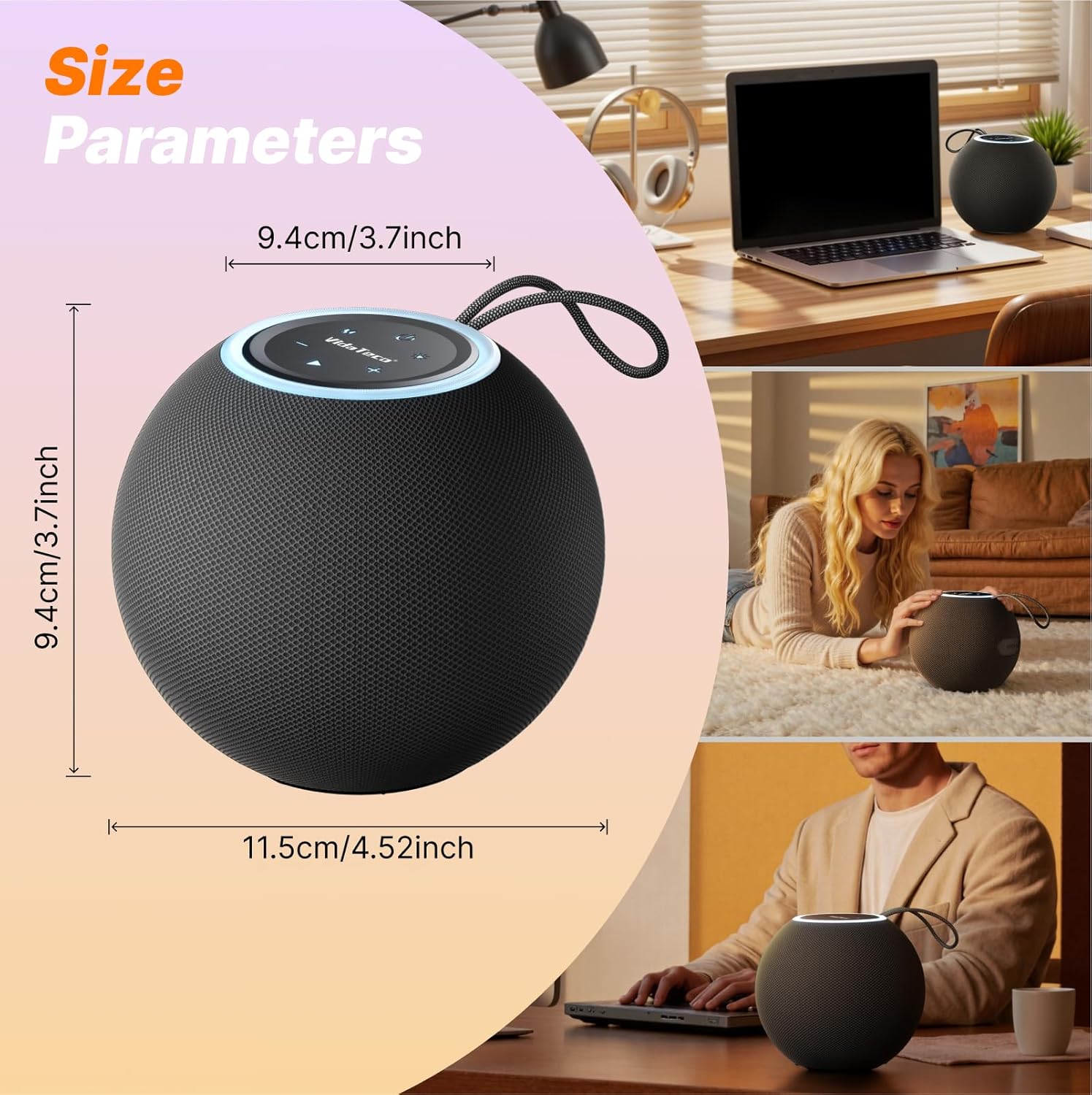 VidaTeco Bluetooth Speaker Powerful 30W Portable Speaker: IPX7 Waterproof Bluetooth Wireless 5.3 TWS Pairing 30H Battery Life,Support FM, AUX, TF,RGB Light (C57 Black)