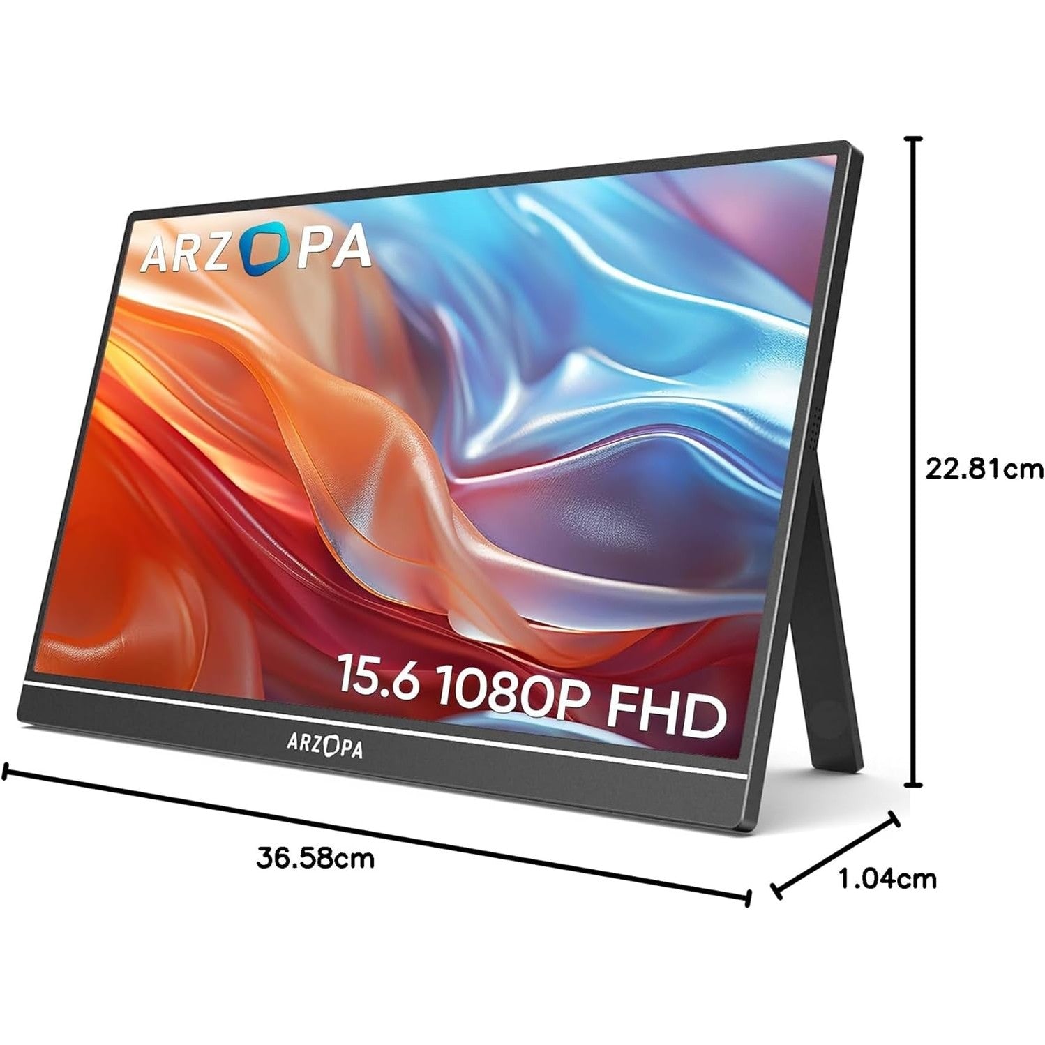 ARZOPA Portable Monitor, 15.6" 1920×1080 FHD IPS Portable Monitor for Laptop with Single-rod, Support HDMI/Type-C/USB-C, Eye Protection Gaming Screen for Laptop/PC/Mac/PS3/4/5/Xbox