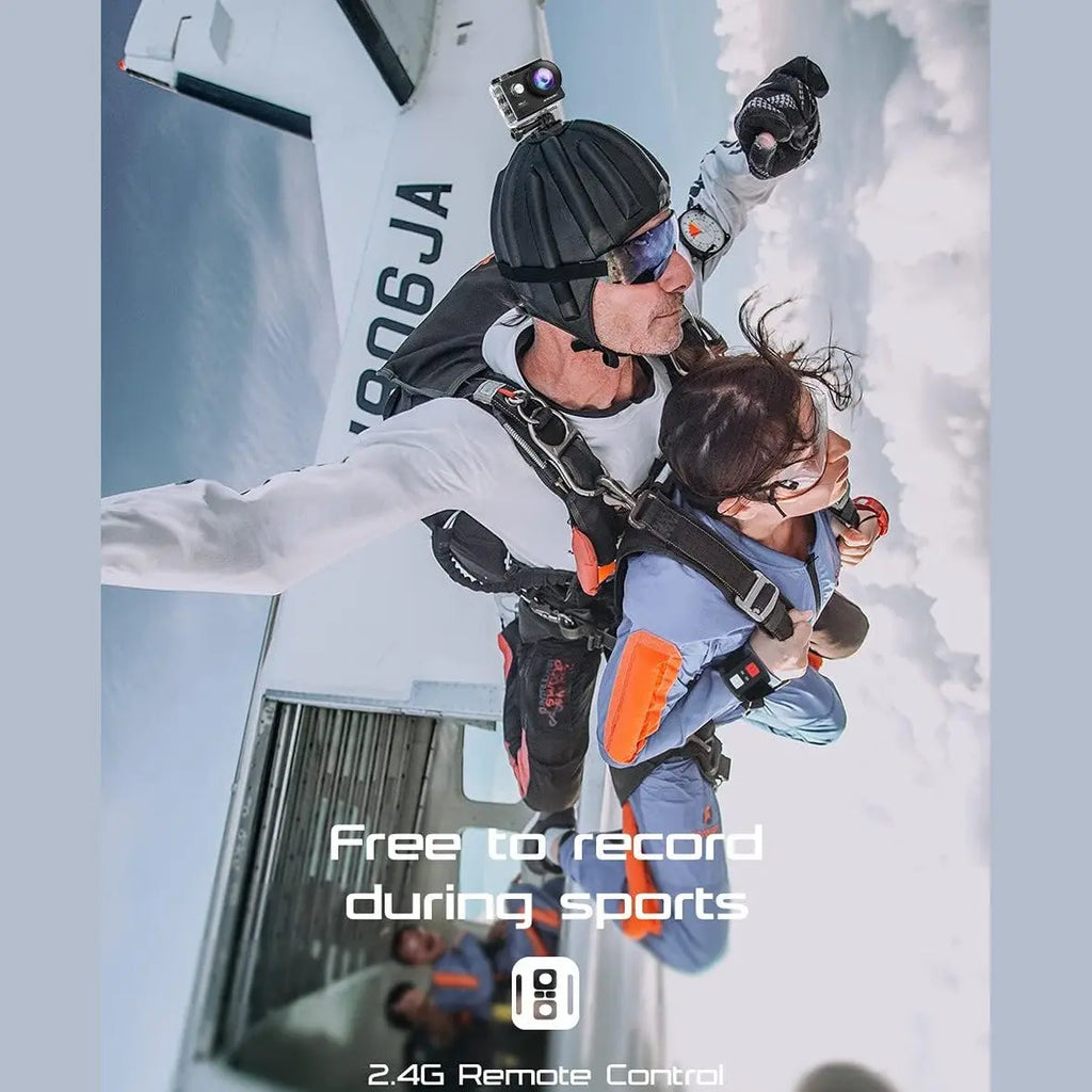 Apexcam 4K 30fps Sports Camera 170° 20MP Underwater Camera 40m, Multiple Shooting Modes with Remote Control, 2 x 1050mAh Batteries and Accessory Bag