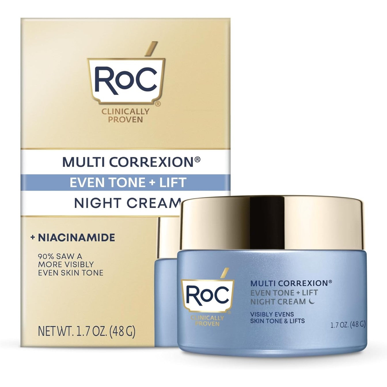 RoC Multi Correxion 5 in 1 Restoring/Anti Aging Facial Night Cream with Hexinol, 1.7 Oz (Packaging May Vary)