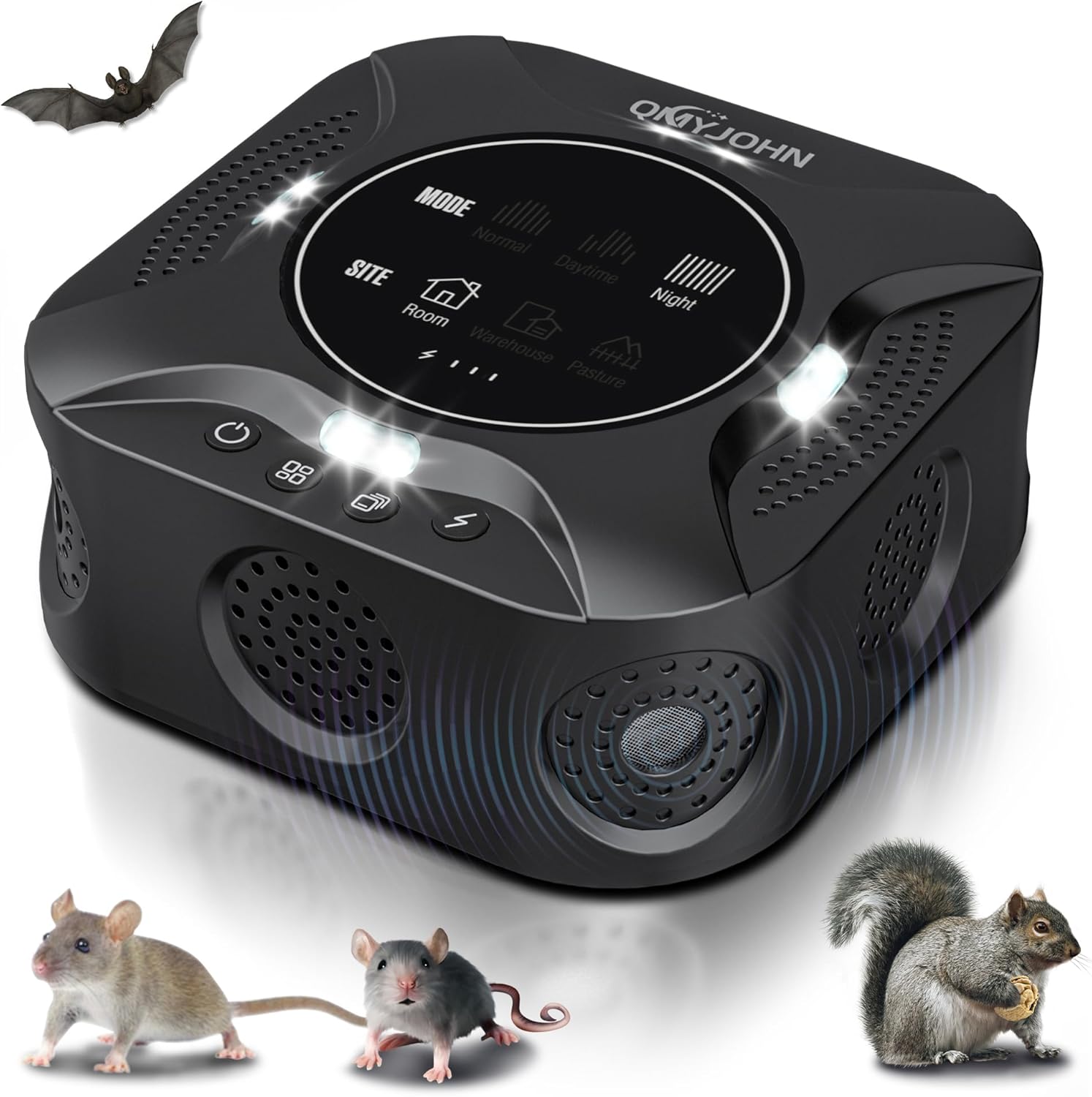 LED Display-ultrasonic pest Repeller Indoor,Multi-Mode Variable Frequency,with LED Strobe Light,Squirrel Repellent for House,Prevent Adaptation.Suitable for Houses,attics,garages,etc.