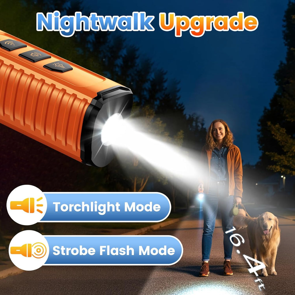 Dog Bark Deterrent Device 3X Anti Barking Device for Dogs, 5 Modes Stop Neighbors Dog Barks No More Safe for All Dogs 50FT Bark Control Indoor Outdoor with Flashlight,Rechargeable Training Device