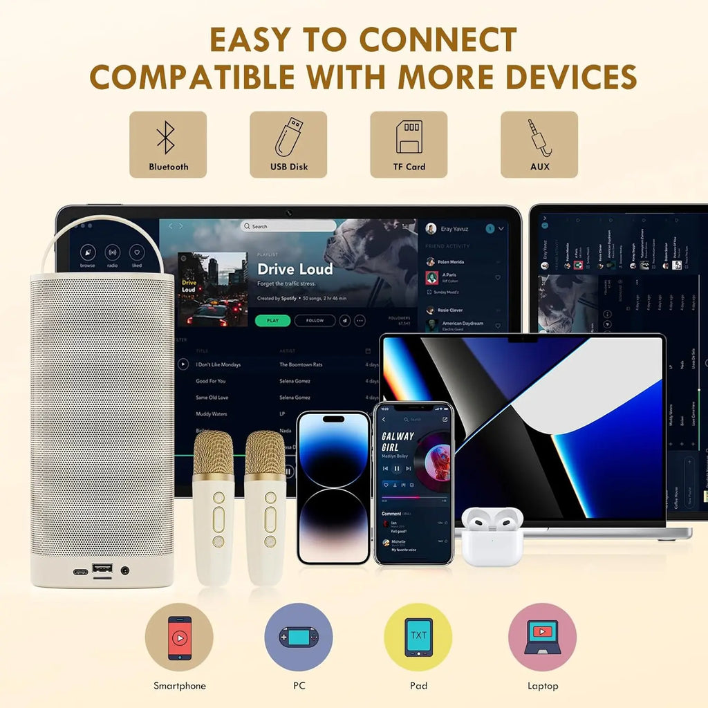 JYX Mini Karaoke Machine for Kids and Adults, Portable Bluetooth 5.3 Karaoke Speaker with 1 Wireless Microphones, Popular Birthday Gifts for Girls Boys Age 3-12+, Singing Machine with Party Lights