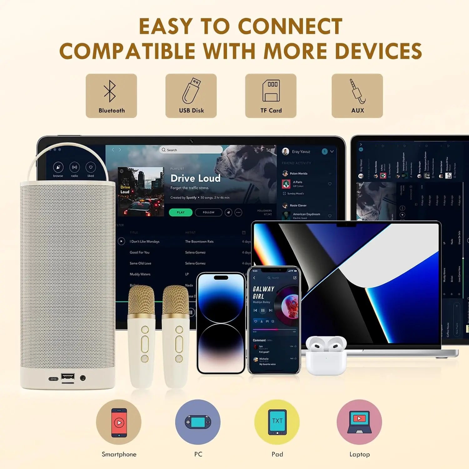 JYX Mini Karaoke Machine for Kids and Adults, Portable Bluetooth 5.3 Karaoke Speaker with 1 Wireless Microphones, Popular Birthday Gifts for Girls Boys Age 3-12+, Singing Machine with Party Lights