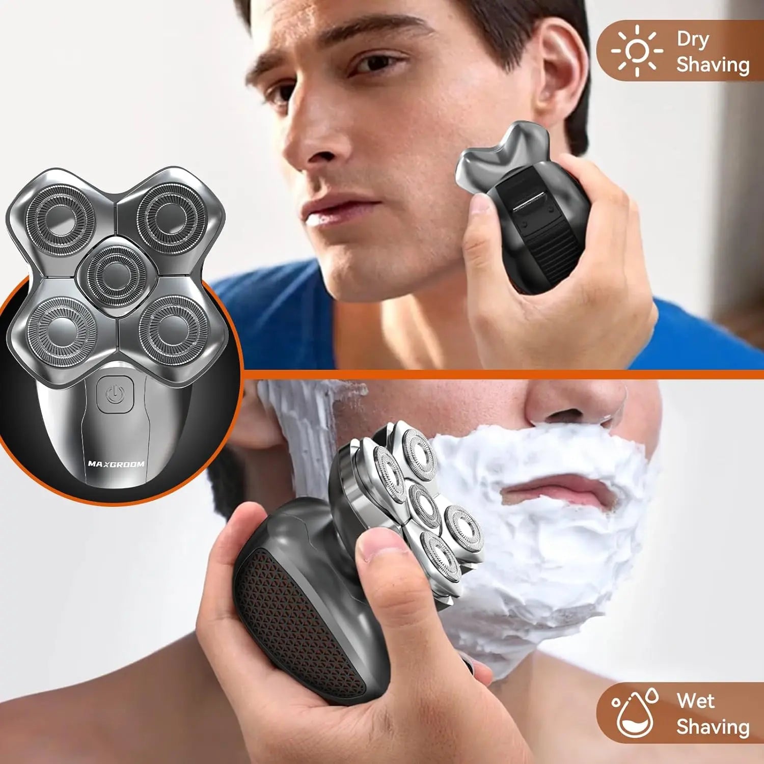 MAXGROOM 5D Floating Head Bald Head Shaver – Precision Grooming, Waterproof, LED Display, Travel Lock, High-Powered Motor. Unlock The Perfect Shave