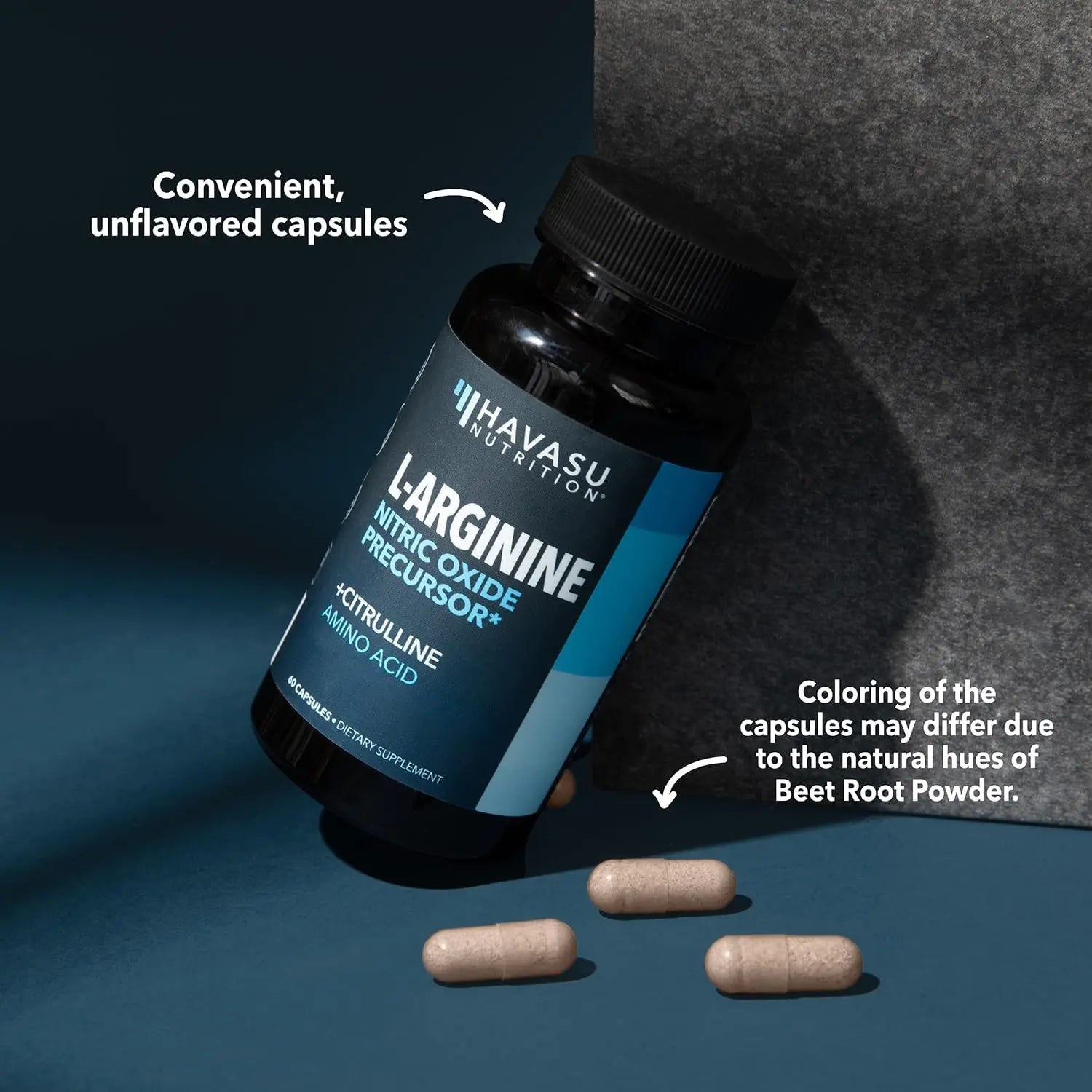 L-Arginine Capsules with L-Citrulline - Nitric Oxide Supplement - L Arginine and L Citrulline Blend - 60 Count - Vegan, Non-GMO Capsules for Performance, Endurance and Muscle Support - 1 Month Supply