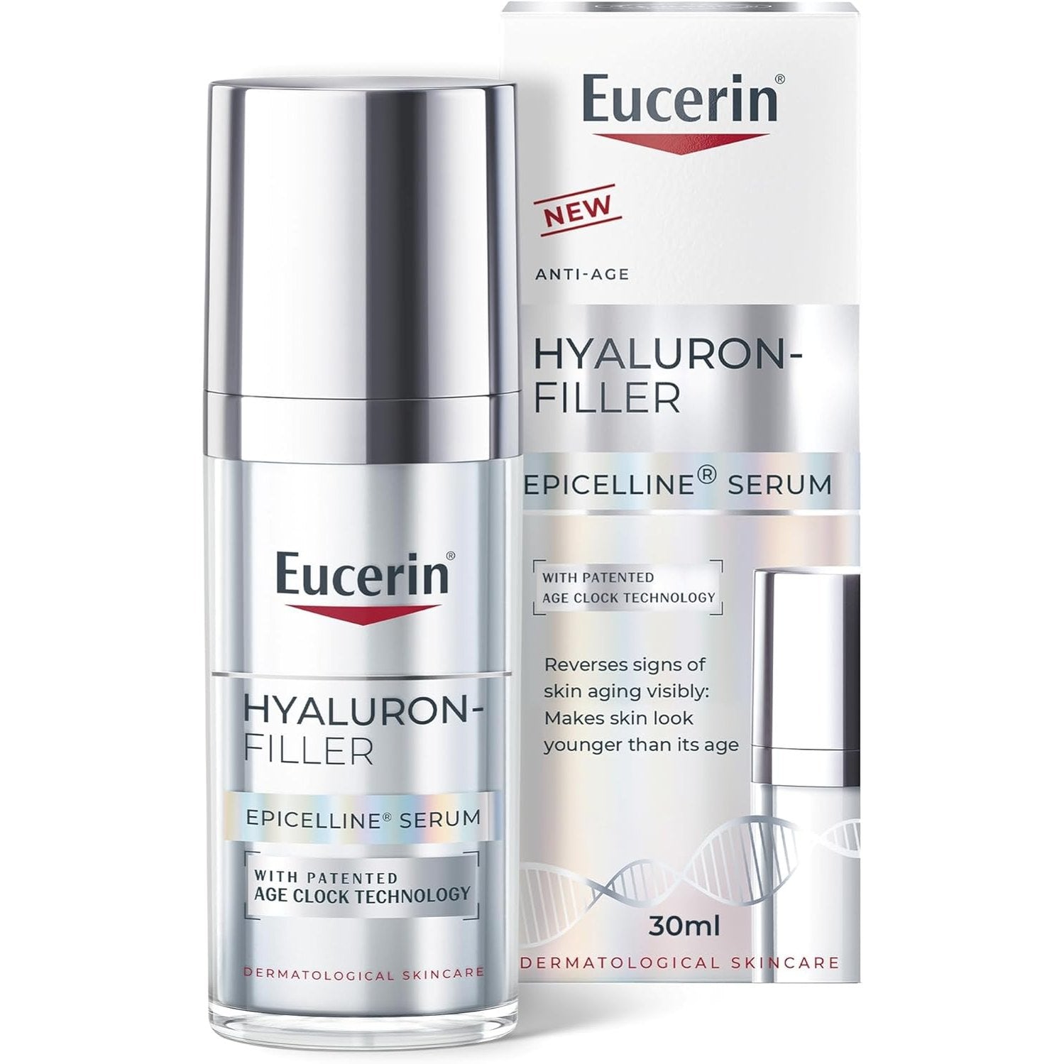 Eucerin Hyaluron-Filler Anti-Age Epicelline Serum, with Patented Age Clock Technology, Visibly Reverses 10 Signs of Skin Aging, for Younger-Looking Skin, Dermatologically Tested, 30ml