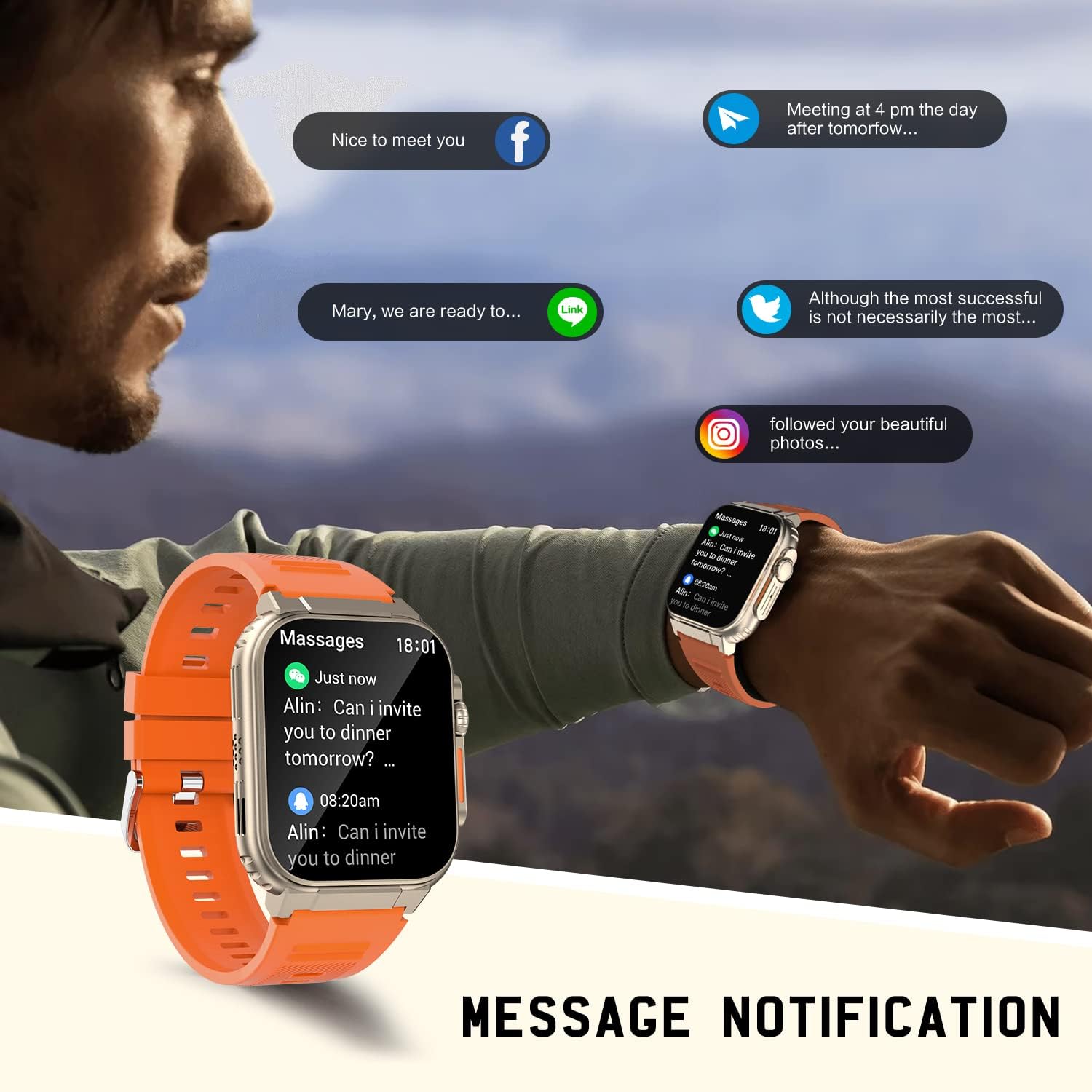 Smart Watch ultra For Men make answer Calls, 2.0'' HD Screen out doors sport fitness tracker with Heart Rate / Sleep Monitor,Music Storage, 600mah battery, for android phones compatible with Iphone