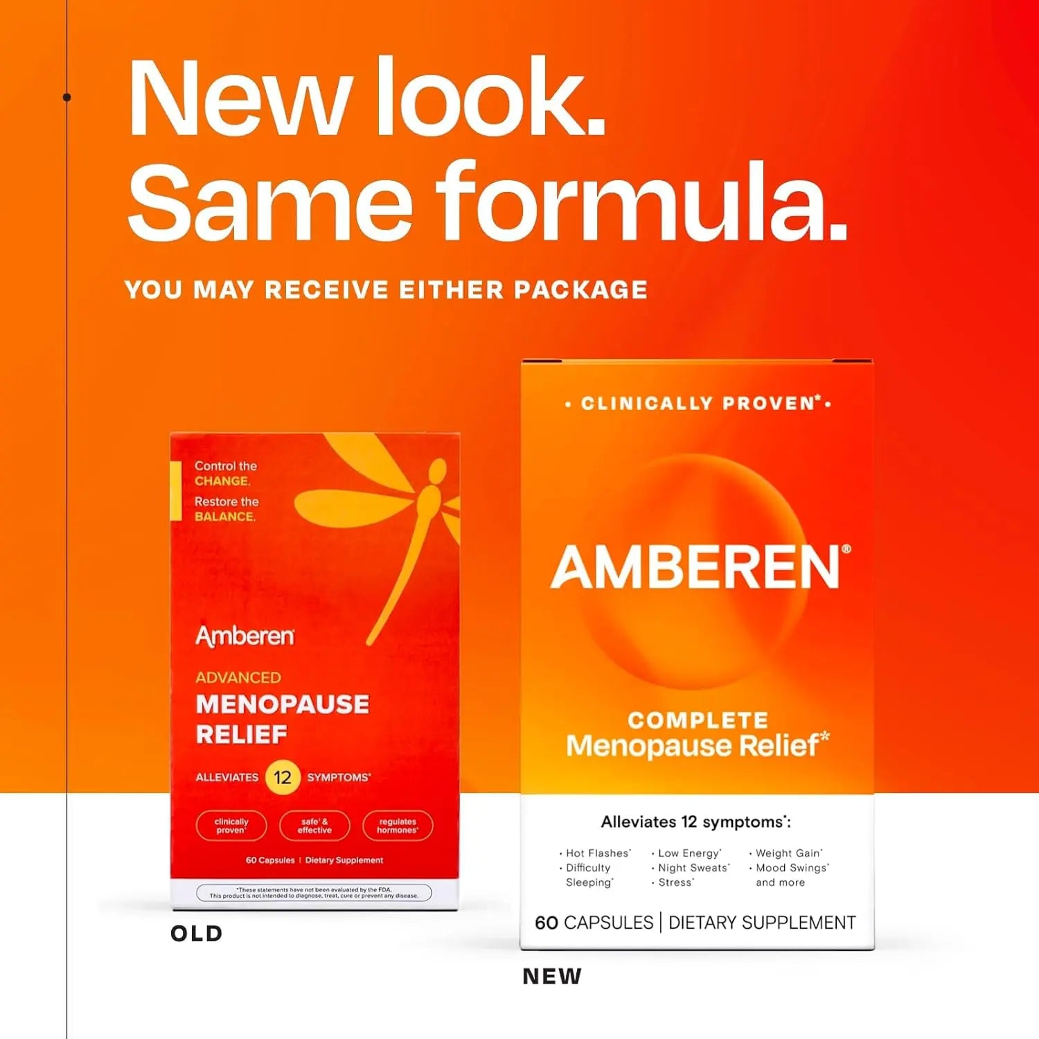 Amberen Menopause Supplement for Women, 60 Capsules, Clinically Proven, Helps Support Hormone Balance, Helps Relieve 12 Menopause Symptoms: Hot Flashes, Night Sweats, Mood Swings and More