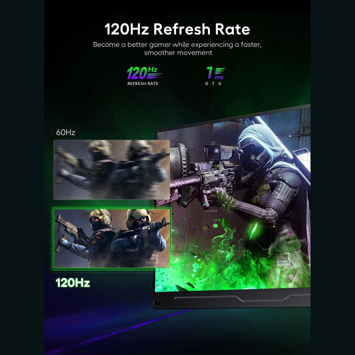 UPERFECT 18.5 Inch 120Hz Portable Screen with Matte IPS Display Full HD 1920 x 1080 USB C Mini HDMI for Laptop PC Switch PS4/5 Xbo Raspb Pi, Metal Case, Mobile Monitor VESA Mount