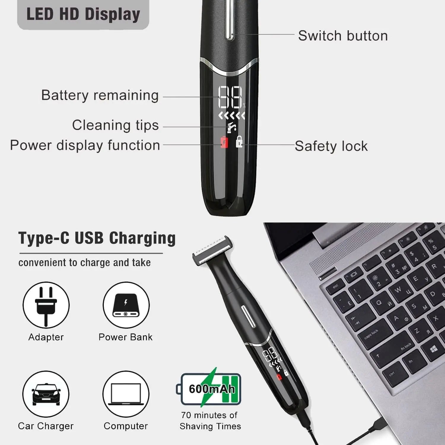 Electric Razor for Women, 4 in 1 Womens Electric Razor, Cordless Protable Body Hair Removal for Eyebrow Face Nose Legs Underarms and Bikini Line, Personal Womens Shaver Set for Wet and Dry