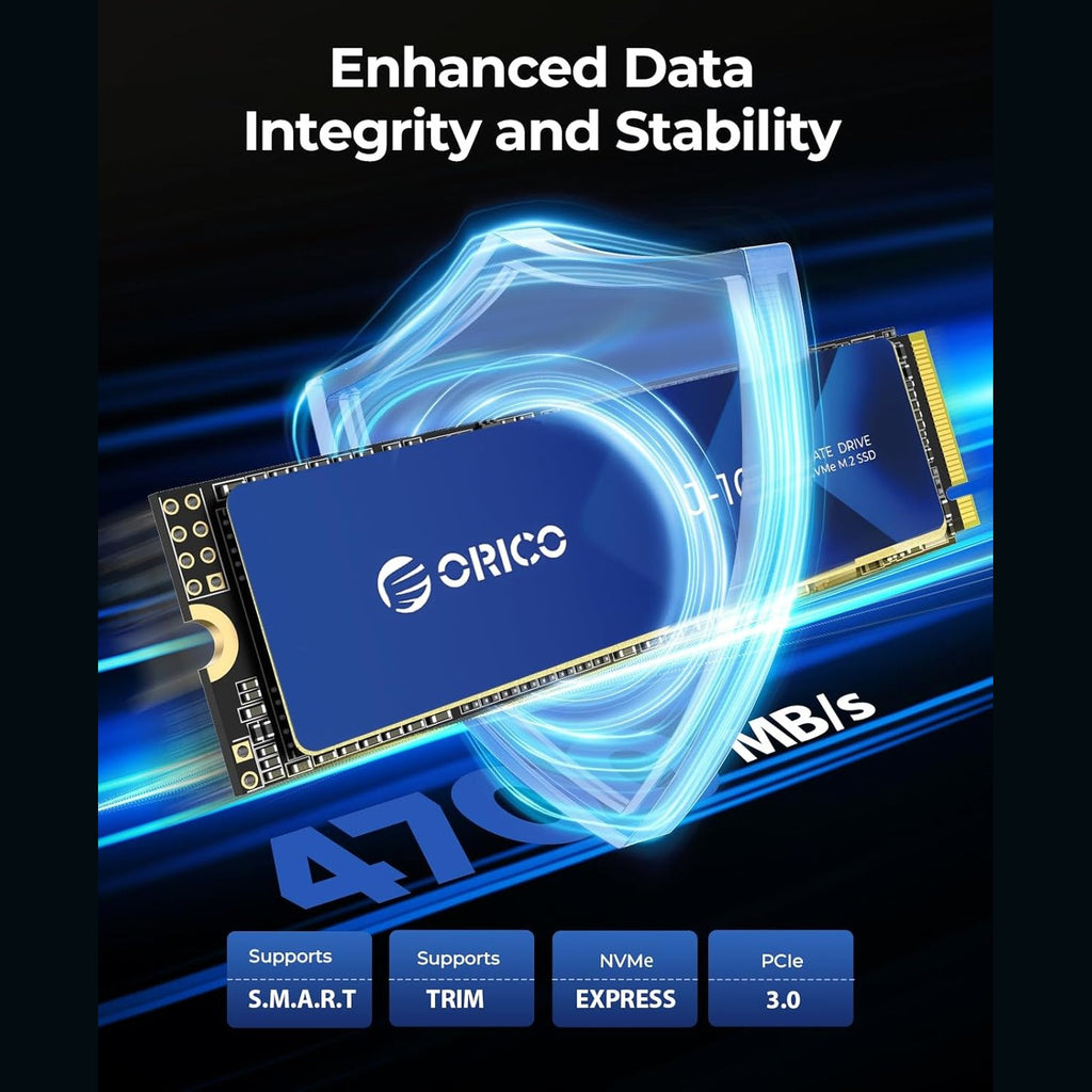 ORICO NVMe M.2 1T PCIe Gen3.0x4 2280, 3D NAND Internal SSD with Heatsink, up to 3100MB/s, Internal Solid State Drive for PC/Console Games and Video Editing-J10