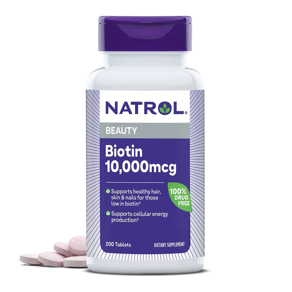Natrol Beauty Biotin 10,000mcg Vitamins for Beauty, 100 Tablets, 100 Day Supply