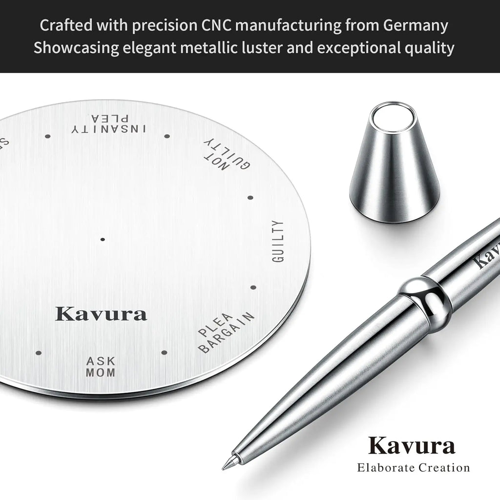 Spin Decision Pen for Legal Professionals – CNC-Machined 316L Stainless Steel Fidget Pen with Magnetic Stand | Smooth Gel Ink Writing | Legal-Themed Decision Spinner & Stress-Relief Desk Gift
