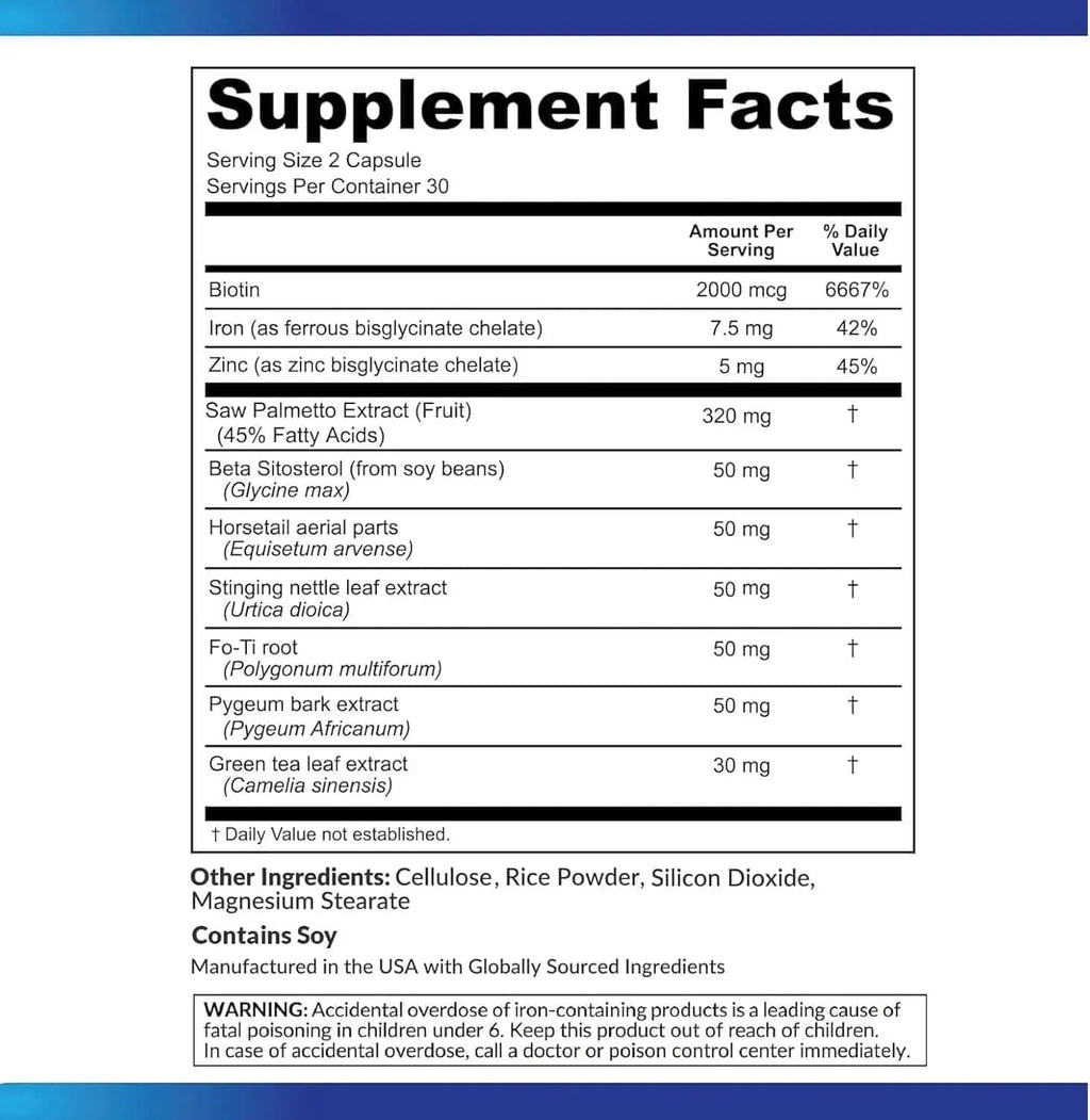DHT Blocker Hair Growth Support Supplement - Saw Palmetto + Hair Vitamins for Women & Men - Supports Healthy Hair Growth & Thick & Strong-Hair - May Support Healthy DHT Levels - Low Loss Capsules