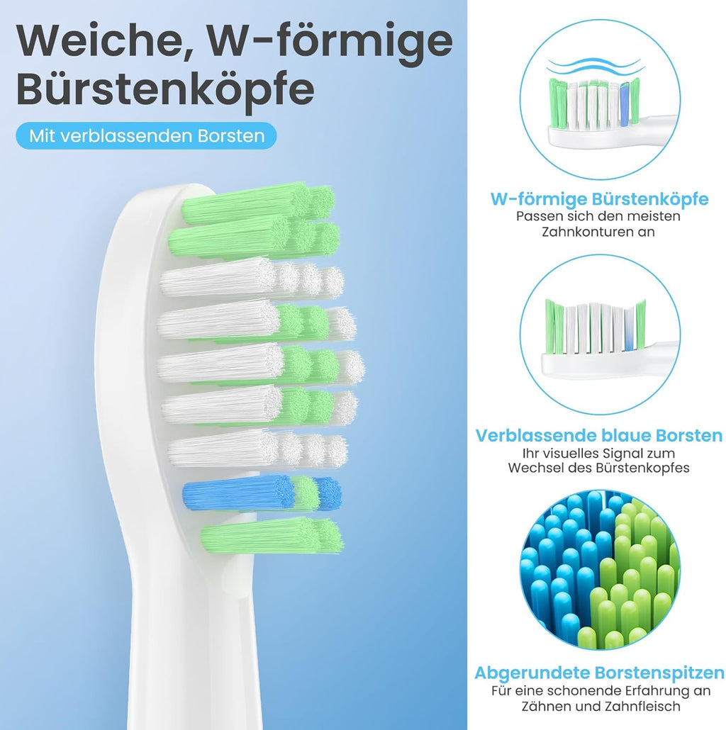 YUNCHI C2 Electric Toothbrush with 40000 VPM, Sonic Toothbrush for Adults and Children, USB-C Charge, 30 Days Battery Life, 5 Cleaning Modes, 2 Minute Timer, 8 Brush Heads, Travel Case, Light Blue and