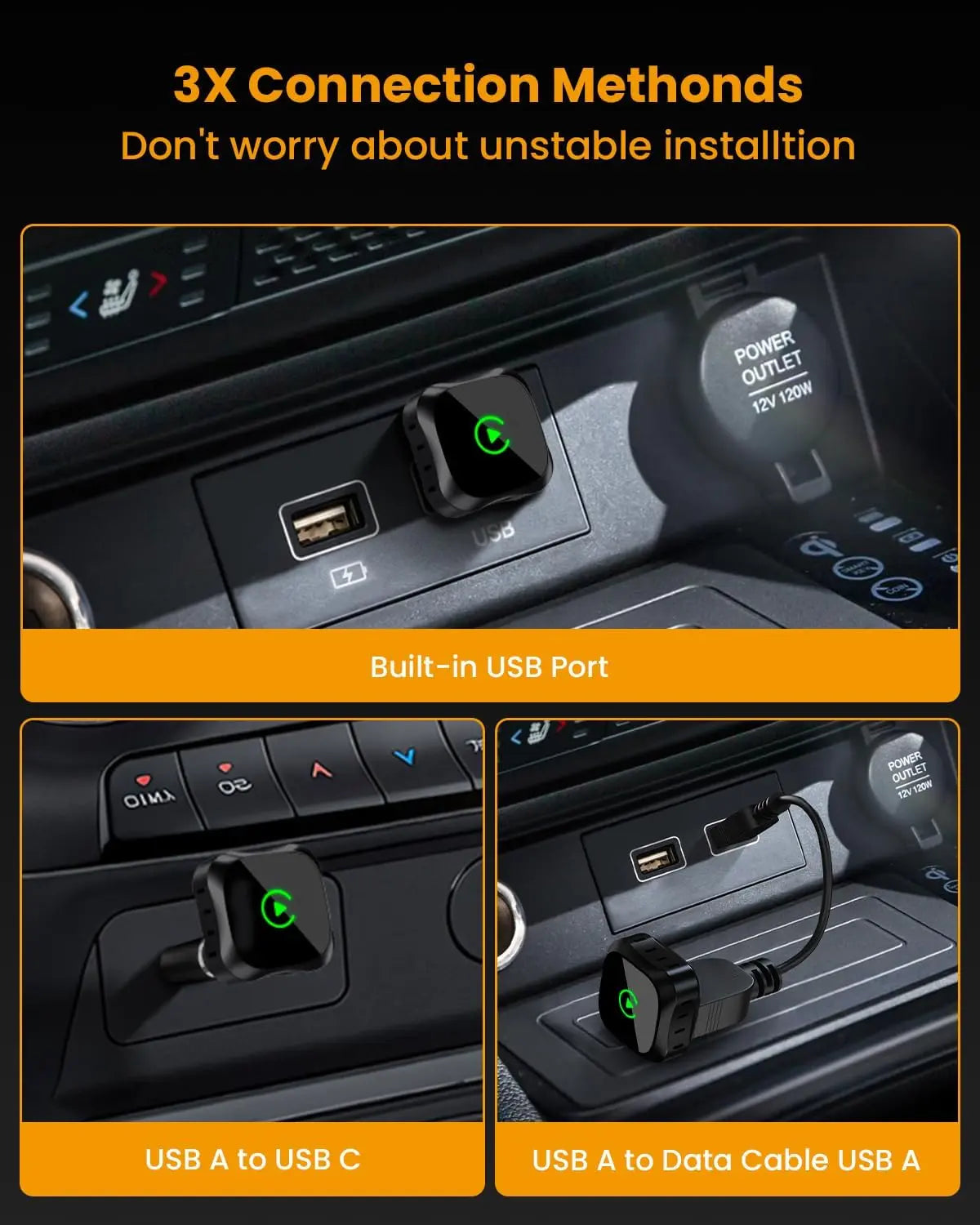 Wireless CarPlay Adapter for Iphone & Android - Converts Wired to Carplay Wireless Adapter, Mini USB Apple Car Play, Plug and Play, Fast Stable Connection, Dongle for Car Stereo
