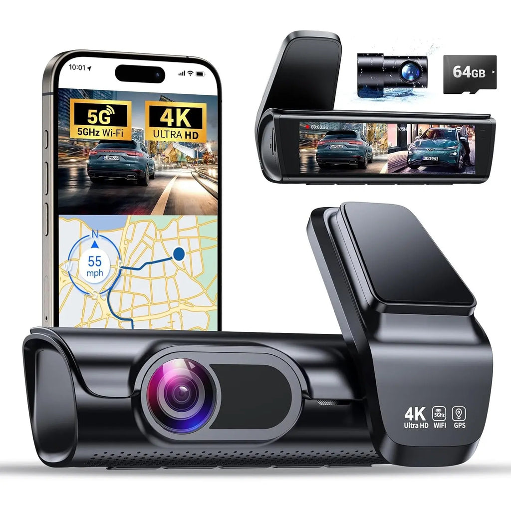 K600 4K Dash Cam Front and Rear, 3.59 Inch IPS Screen, Built-in GPS 5G WiFi Dash Camera for Cars with App, UHD 2160P Night Vision Free 32G SD Card, 170° Wide Angle, HDR, 24H Parking Mode