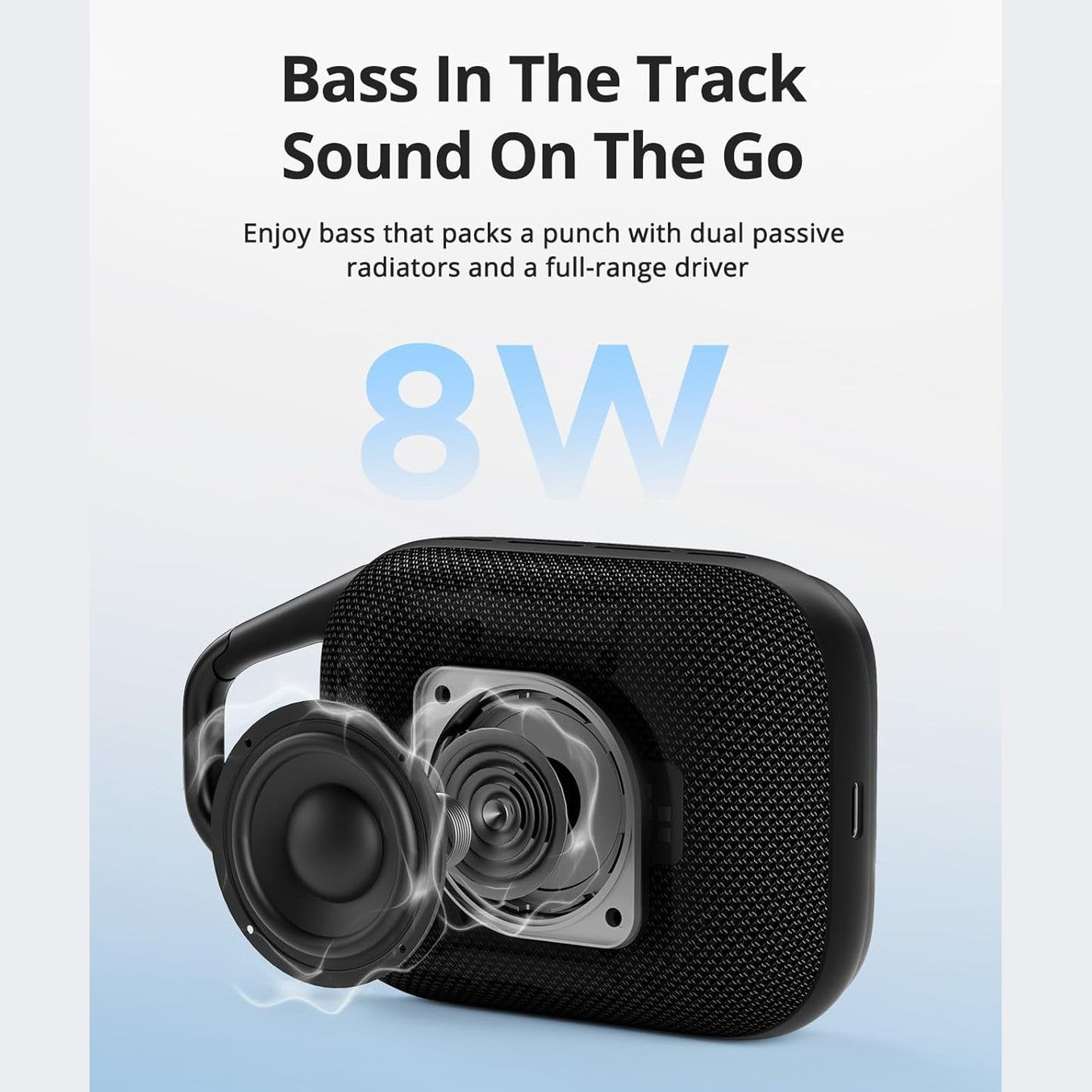 Tronsmart Mirtune H1 Portable Outdoor Speaker, 18H Playtime, Loud Sound and Punchy Bass, Integrated Carabiner, IPX7 Waterproof, Customize EQ, Bluetooth 5.3 Speaker for Travel, Hiking, Camping(Black)