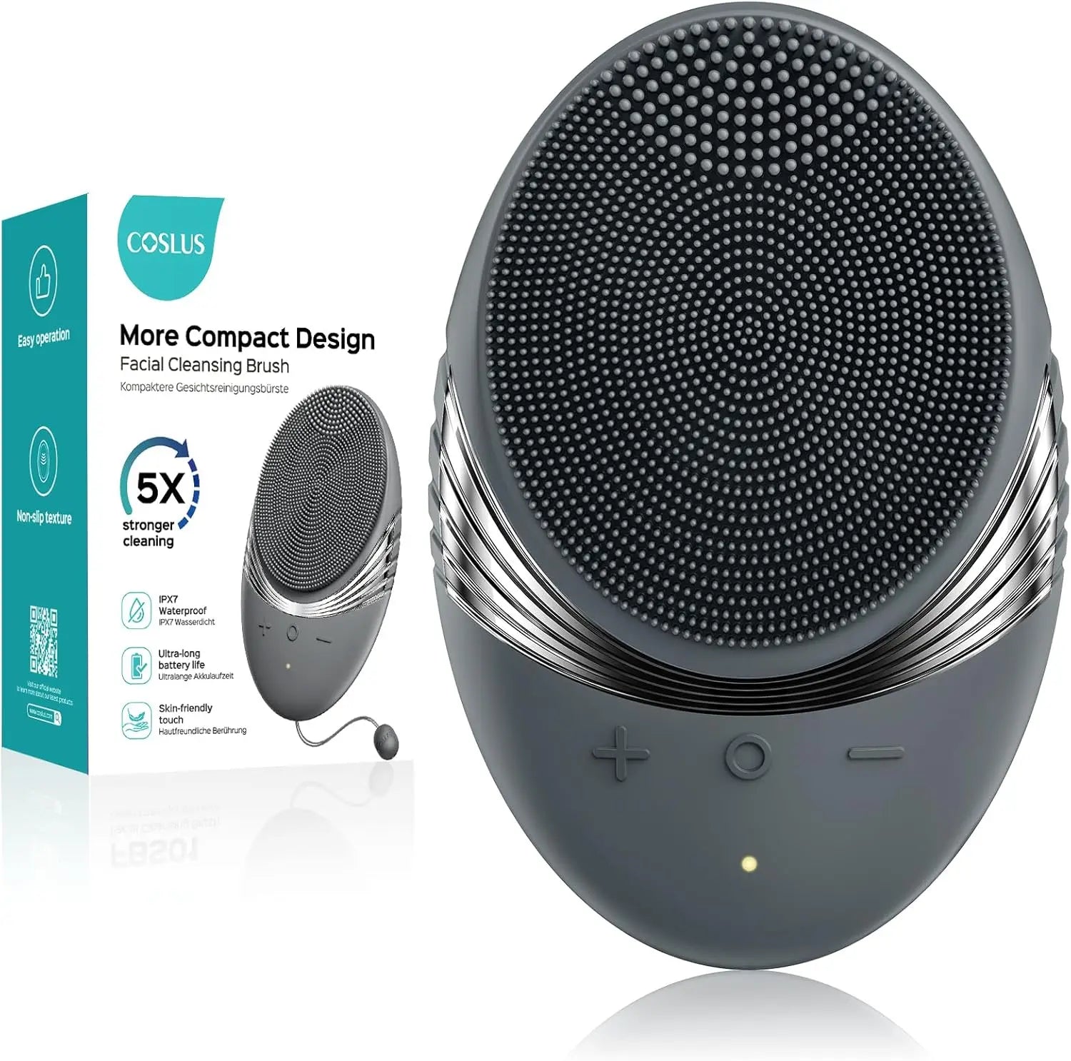 Face Scrubber Facial Cleansing Brush: IPX7 Waterproof Rechargeable Face Brush, 5 Cleansing Modes, Electric Silicone Care System for Cleaning, Exfoliating, Massaging