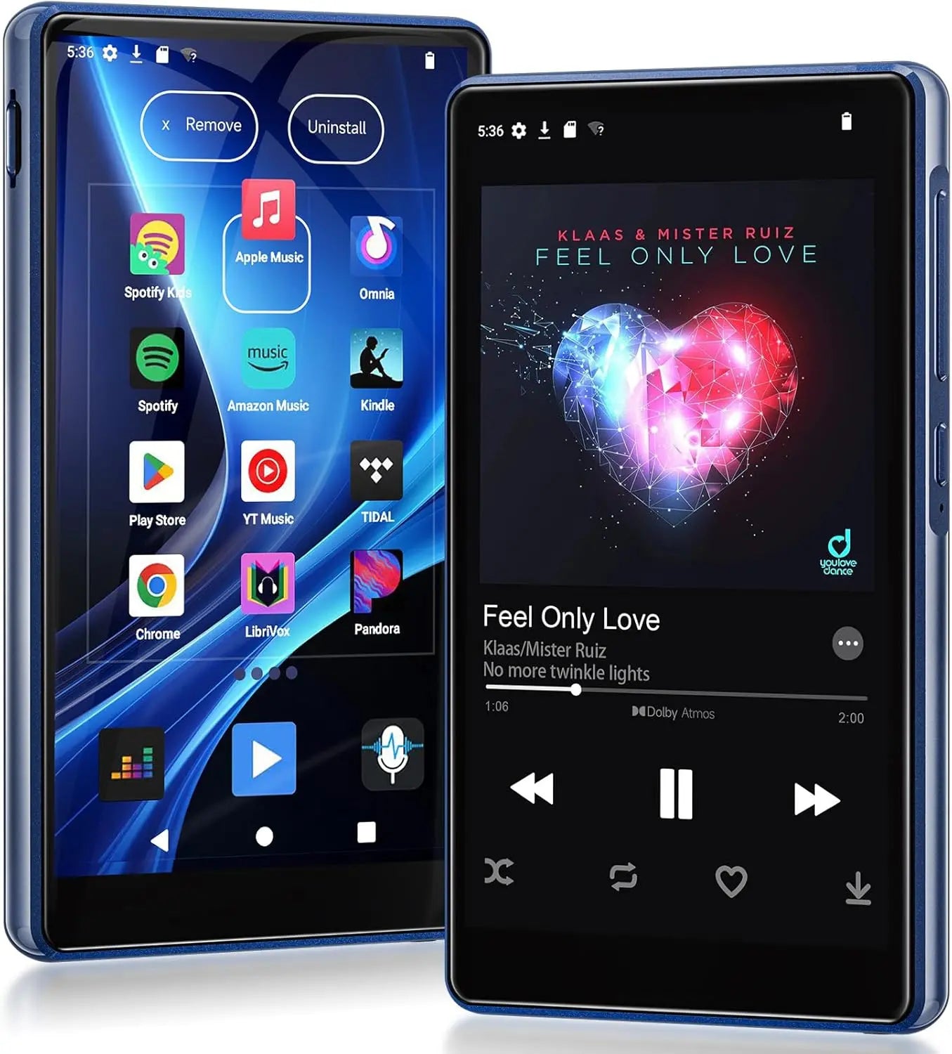 160GB Android MP3 Player with Bluetooth and WiFi, 4.5" Touchscreen MP4 Music Player with Spotify, Amazon Music, YouTube, Google Play, Speaker, Parental Control, HiFi Audio, FM Radio, Up to 1TB