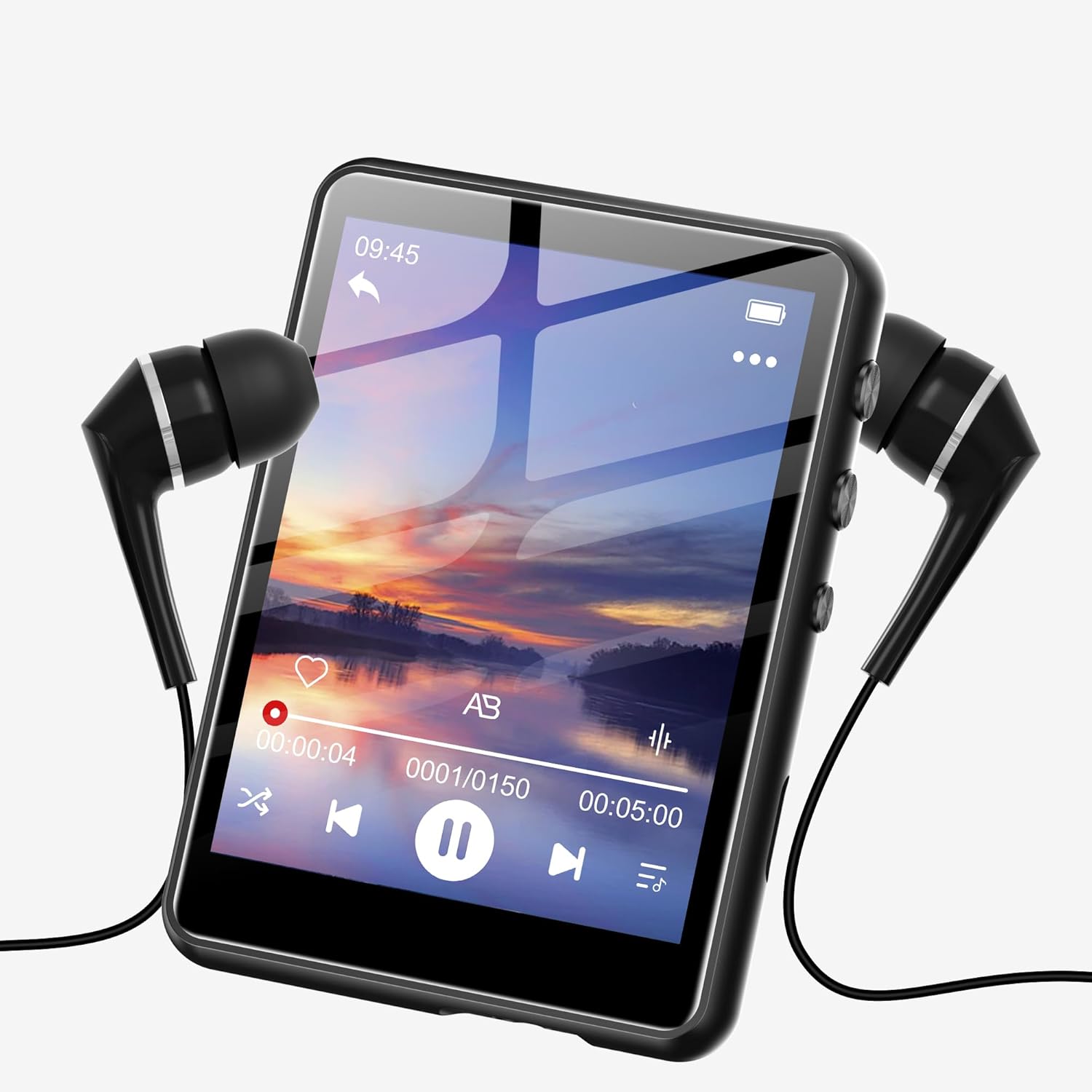 SWOFY MP3-Player 128GB, Bluetooth 5.3, 2.4 Inch Touch Screen, HiFi Sound, Built-in Speaker, Recording, FM Radio, Expandable to 512GB, Suitable for Children (Black)