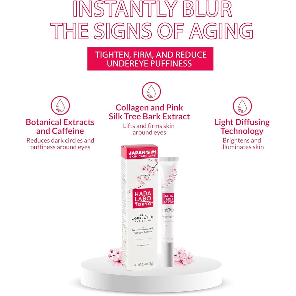 Hada Labo Tokyo Age Correcting Eye Cream, Ivory, Fragrance free, 0.5 Ounce, 1802