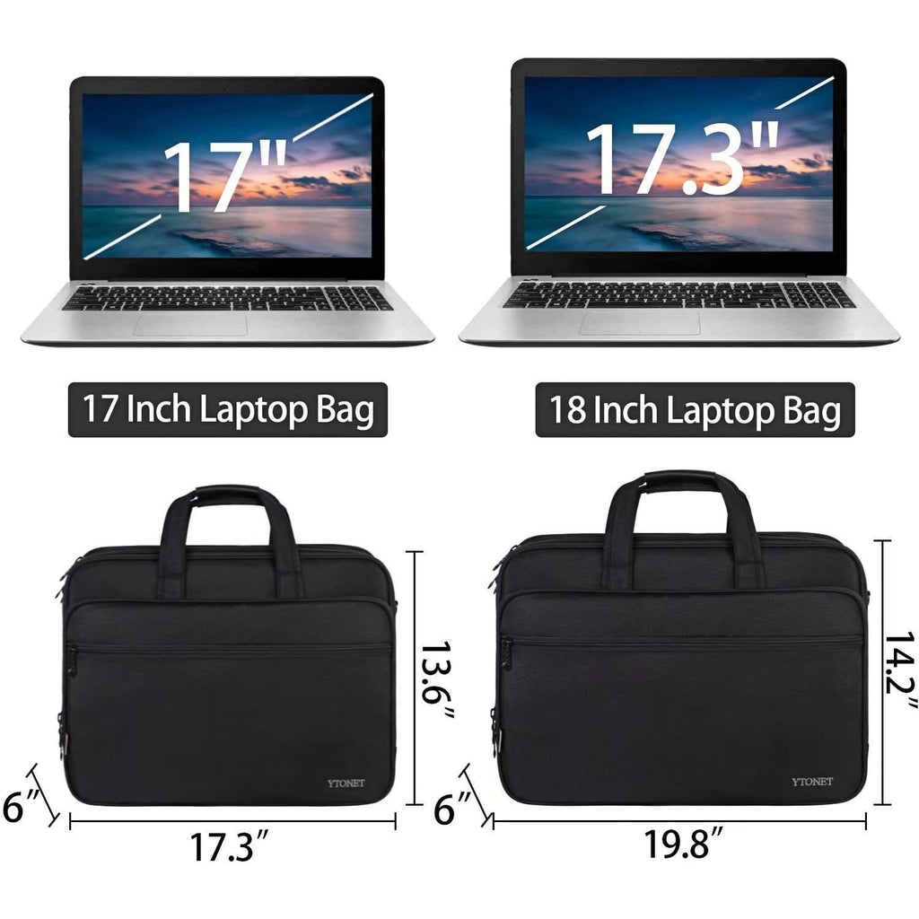 Ytonet Laptop Briefcases for Men, 17 Inch Expandable Briefcase Computer Bags for Laptop for Men, Water Resistant Multi Compartments Men's Work Bag with Luggage Strap for Bussiness Travel, Black
