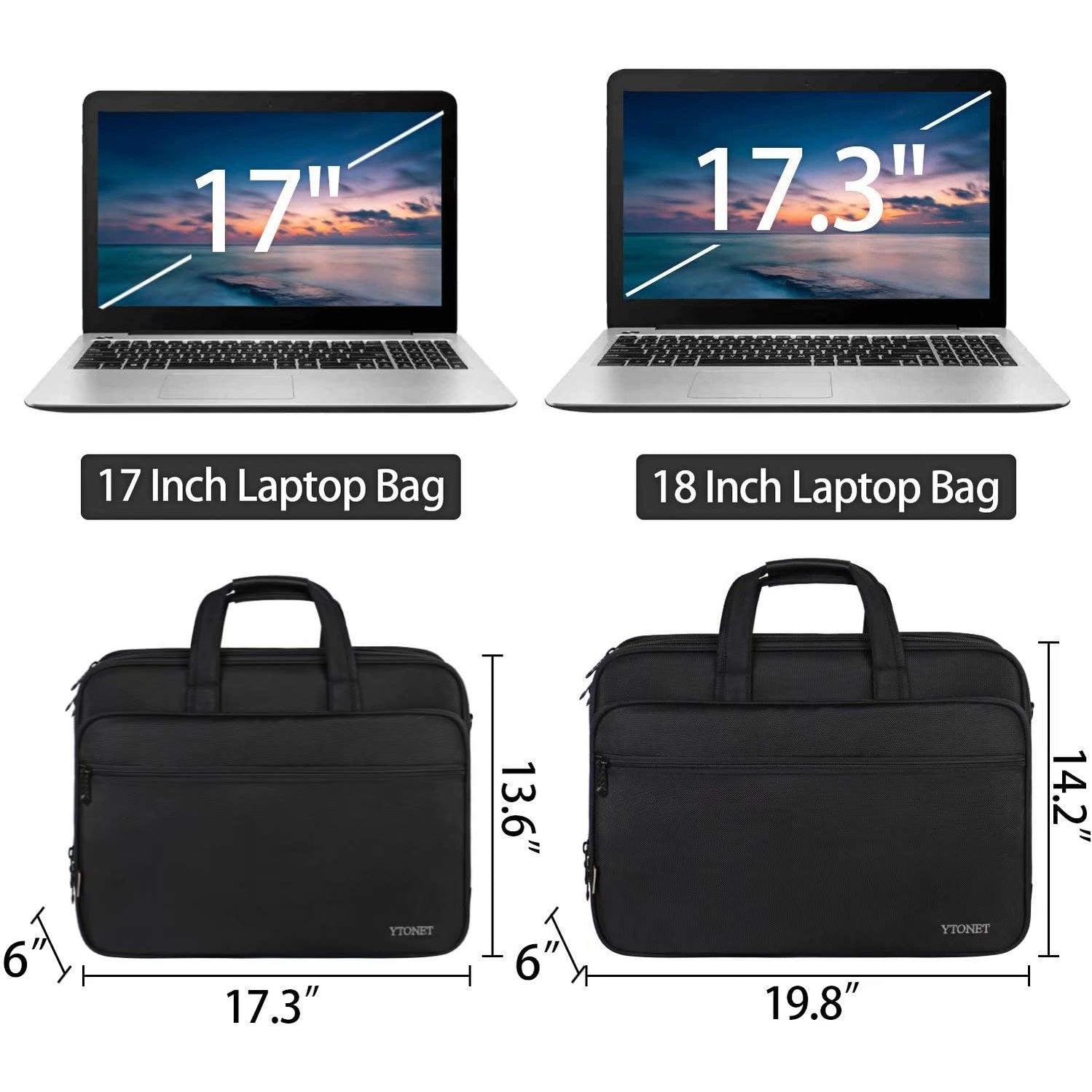 Ytonet Laptop Briefcases for Men, 17 Inch Expandable Briefcase Computer Bags for Laptop for Men, Water Resistant Multi Compartments Men's Work Bag with Luggage Strap for Bussiness Travel, Black