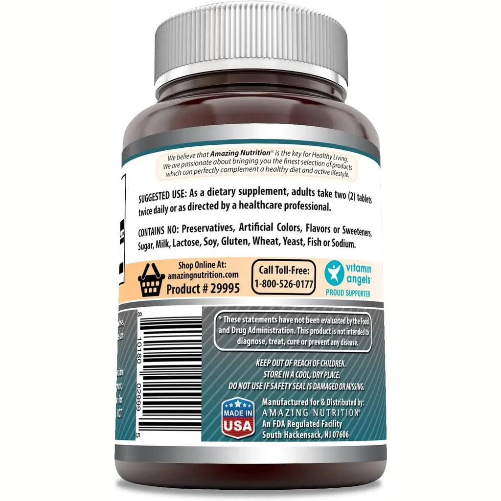 Back view of Amazing Formulas L Citrulline supplement bottle showing Made in USA seal and usage instructions
